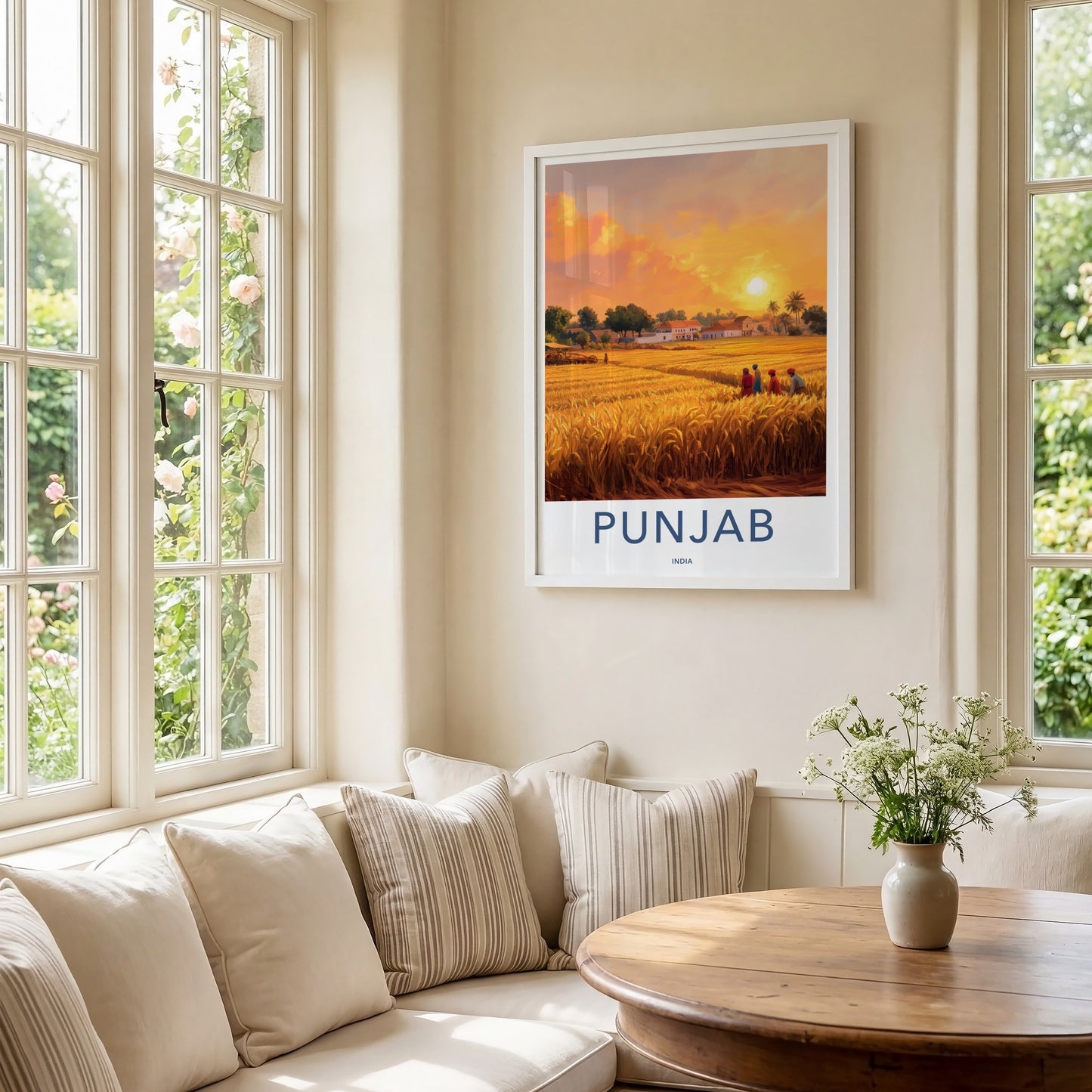 Punjab Poster - India Travel Art - Punjab Golden Field Sunset Home Decor