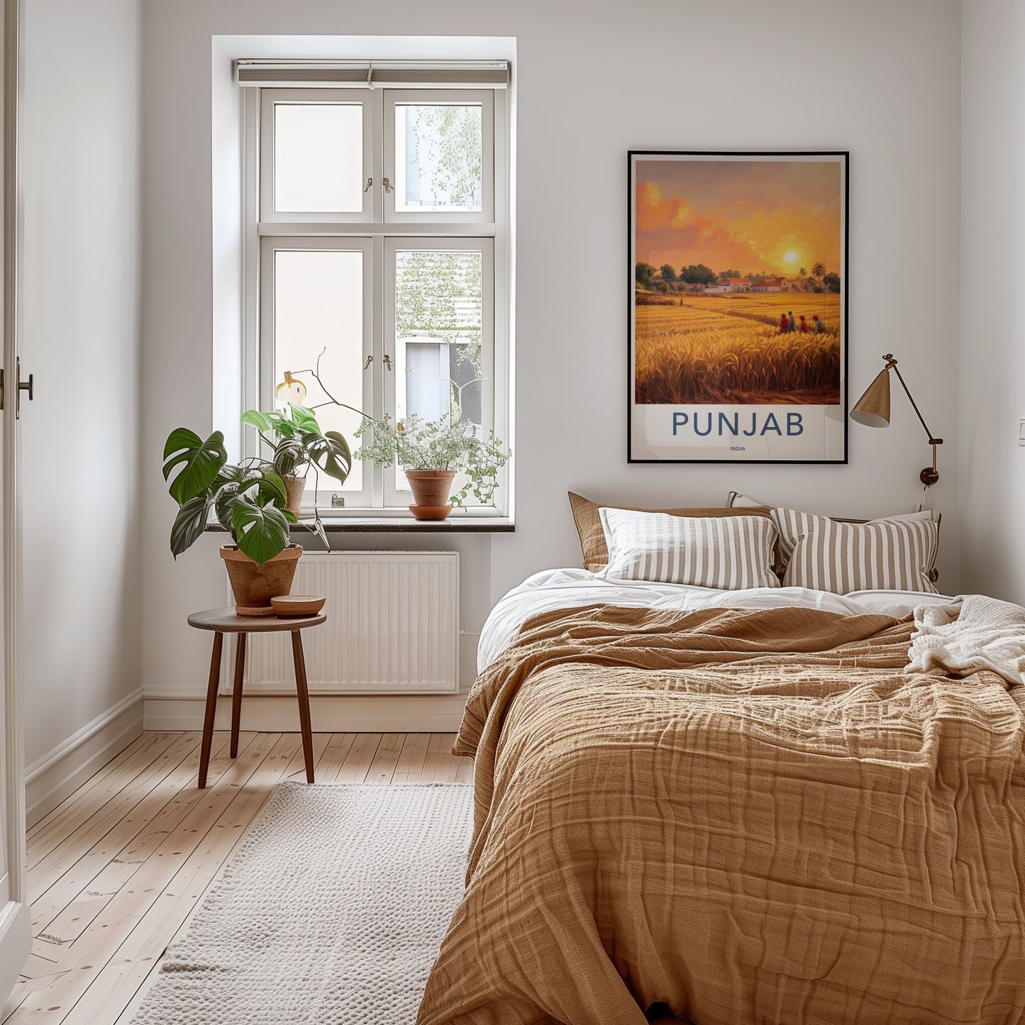 Punjab Poster - India Travel Art - Punjab Golden Field Sunset Home Decor
