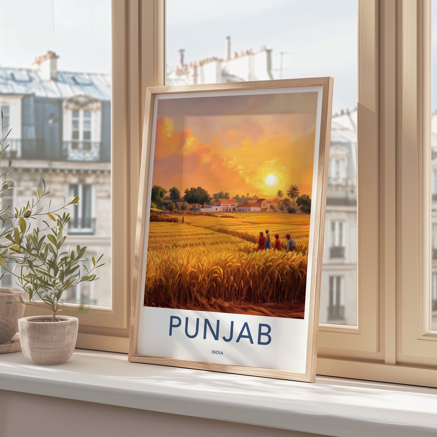 Punjab Poster - India Travel Art - Punjab Golden Field Sunset Home Decor