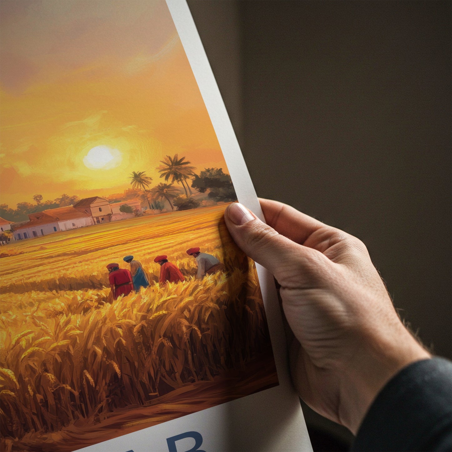 Punjab Poster - India Travel Art - Punjab Golden Field Sunset Home Decor