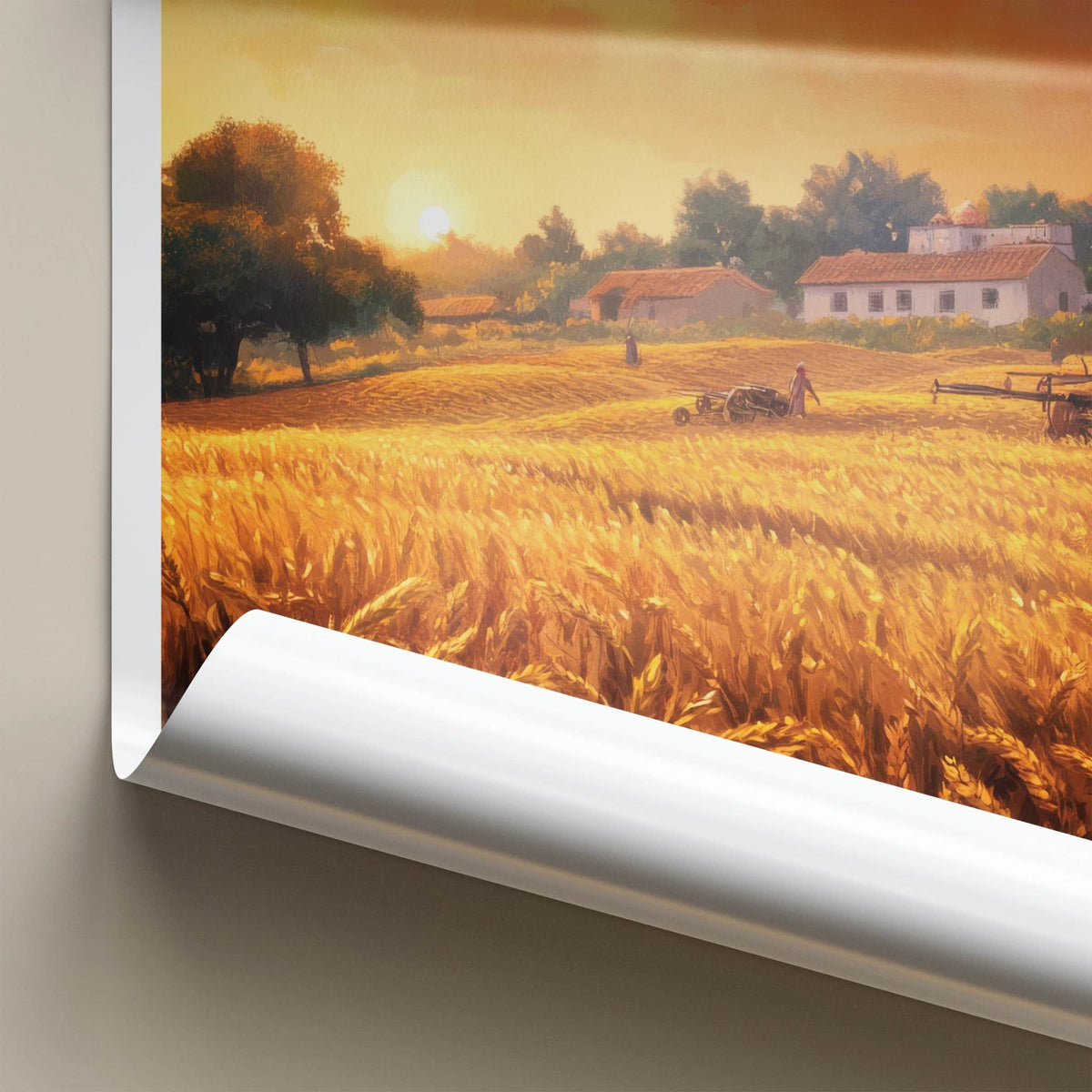 Punjab Poster - India Travel Art - Punjab Golden Field Sunset Home Decor