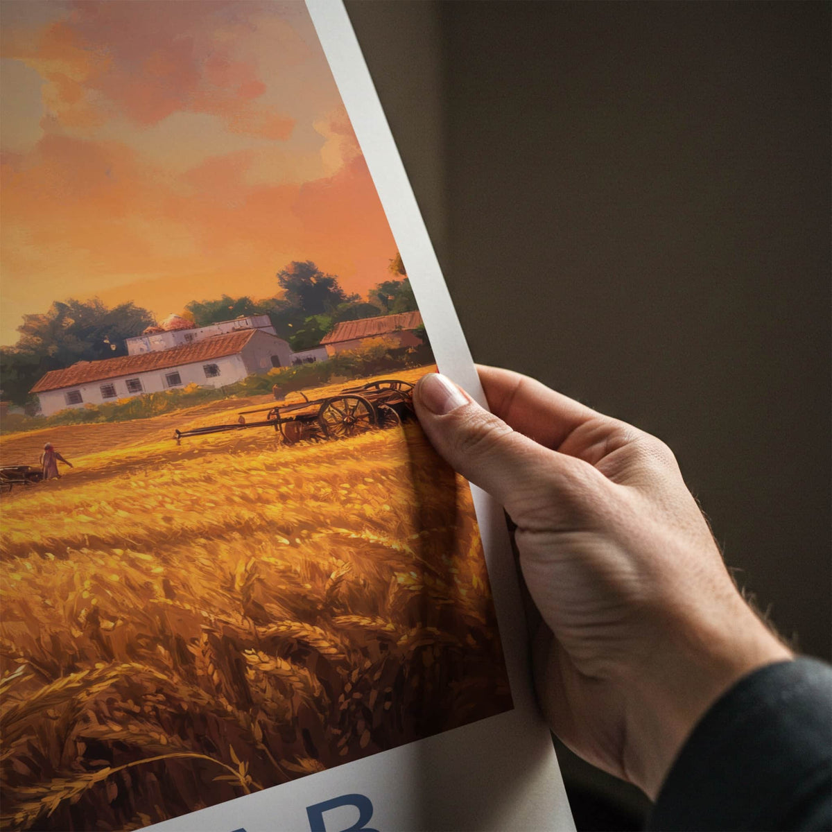 Punjab Poster - India Travel Art - Punjab Golden Field Sunset Home Decor