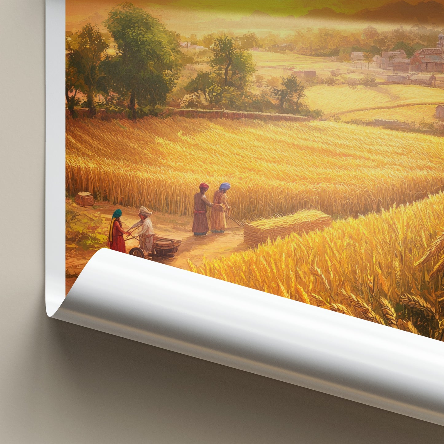 Punjab Poster - India Travel Art - Punjab Golden Wheat Harvest Home Decor