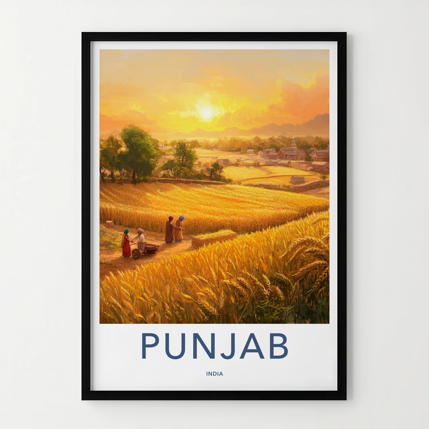 Punjab Poster - India Travel Art - Punjab Golden Wheat Harvest Home Decor