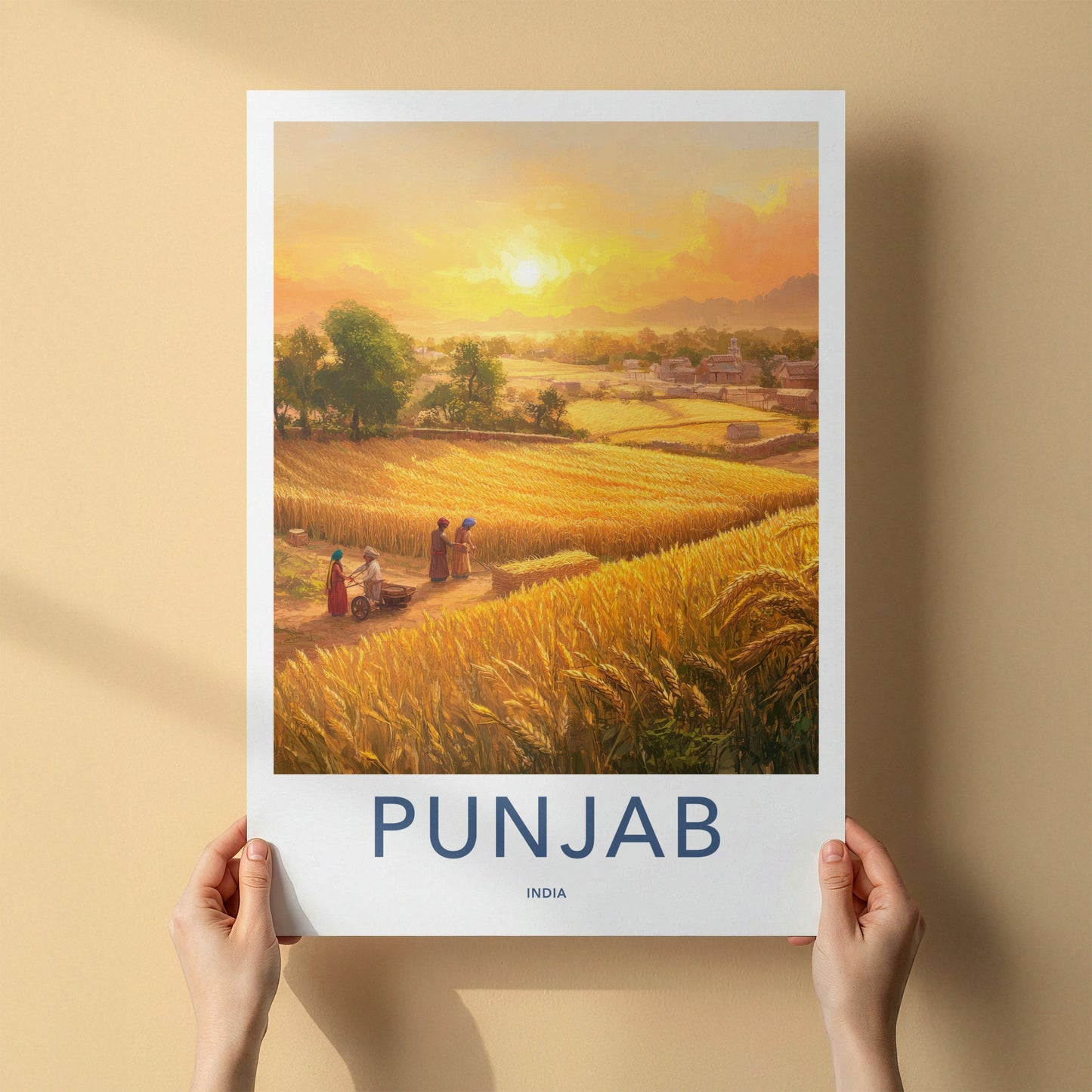Punjab Poster - India Travel Art - Punjab Golden Wheat Harvest Home Decor