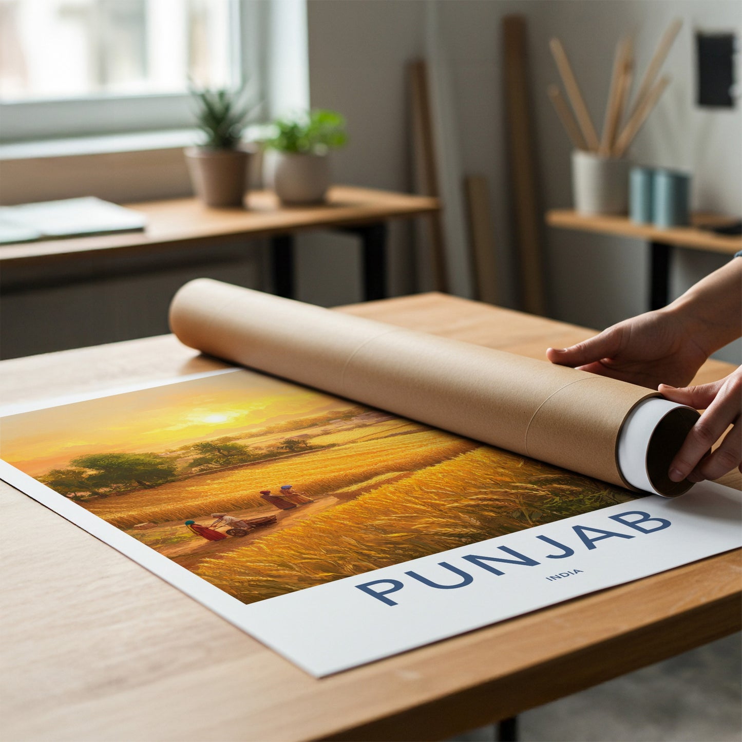 Punjab Poster - India Travel Art - Punjab Golden Wheat Harvest Home Decor
