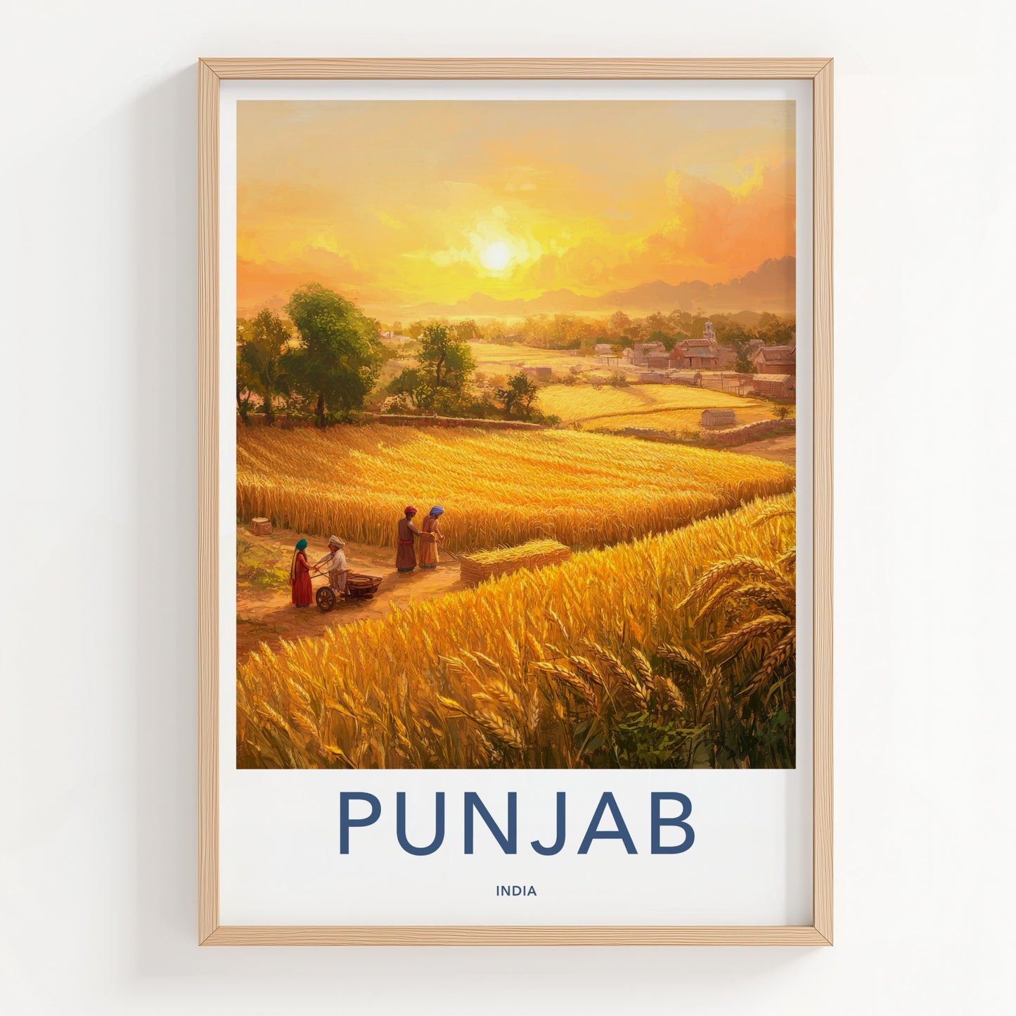 Punjab Poster - India Travel Art - Punjab Golden Wheat Harvest Home Decor