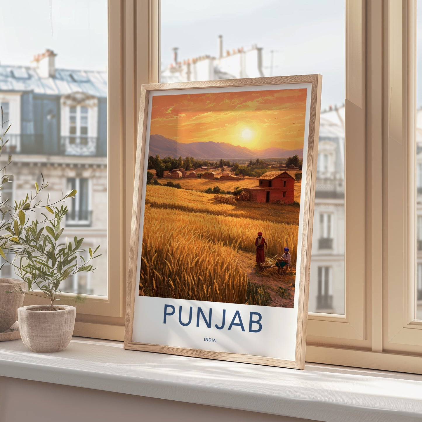 Punjab Poster - India Travel Art - Punjab Harvest Sunset Home Decor