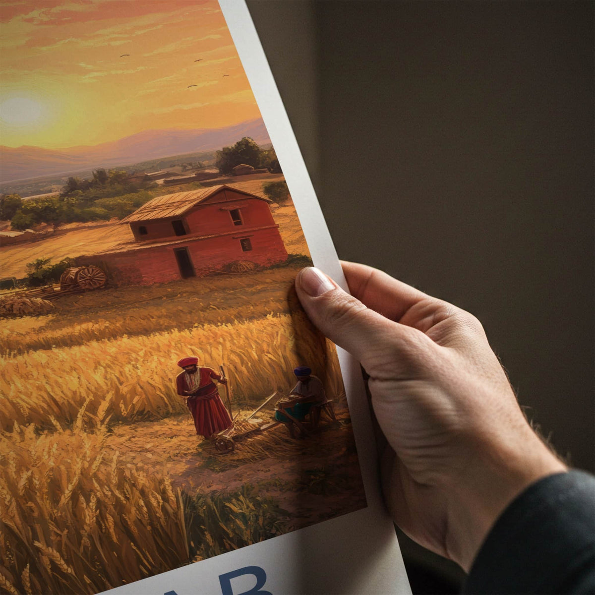 Punjab Poster - India Travel Art - Punjab Harvest Sunset Home Decor