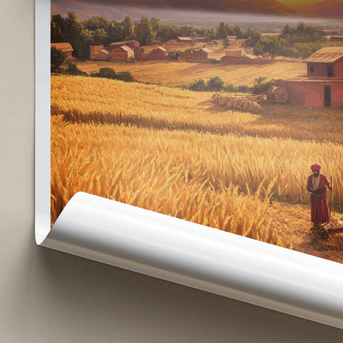 Punjab Poster - India Travel Art - Punjab Harvest Sunset Home Decor