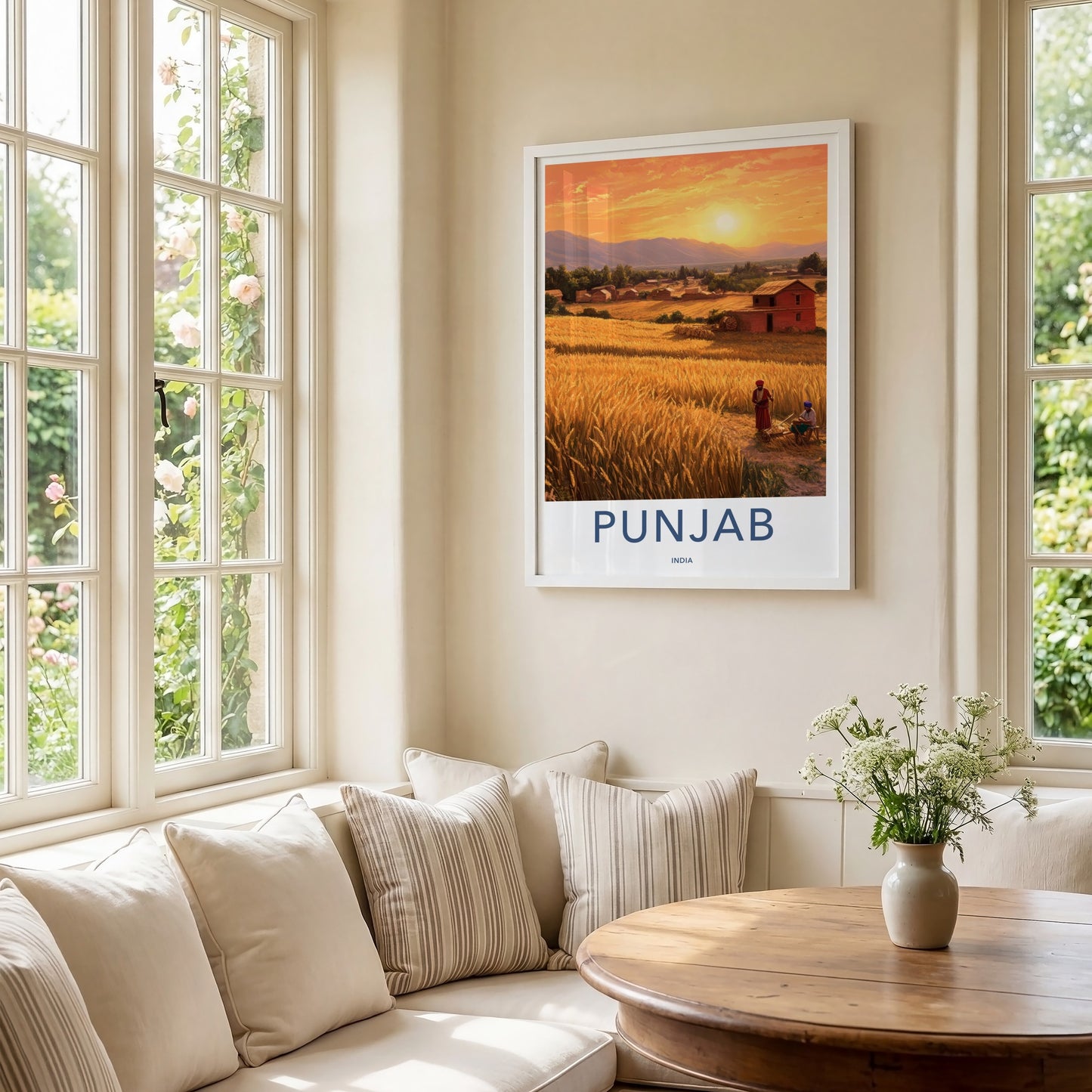 Punjab Poster - India Travel Art - Punjab Harvest Sunset Home Decor