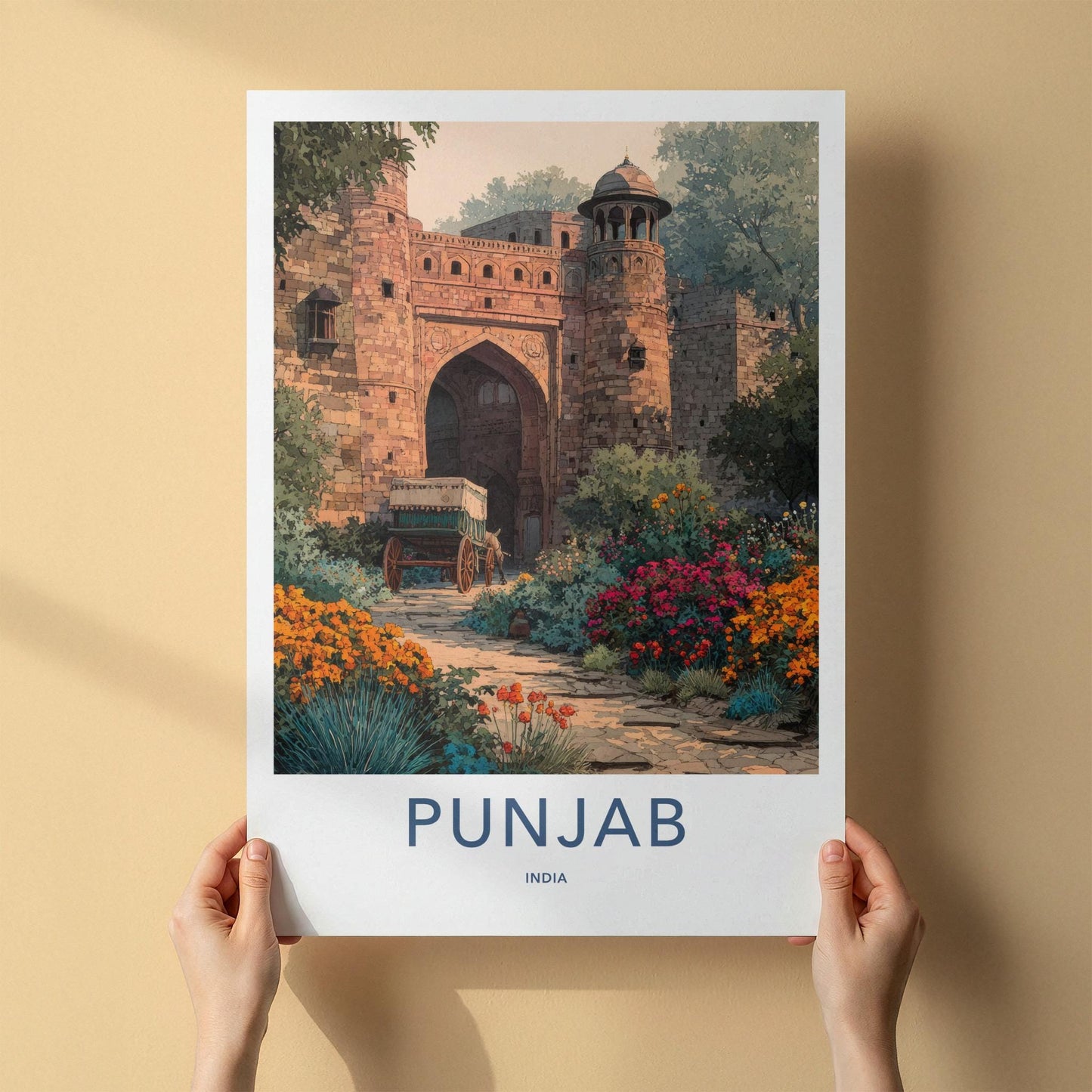 Punjab Poster - India Travel Art - Punjab Historic Ancient Gate Home Decor