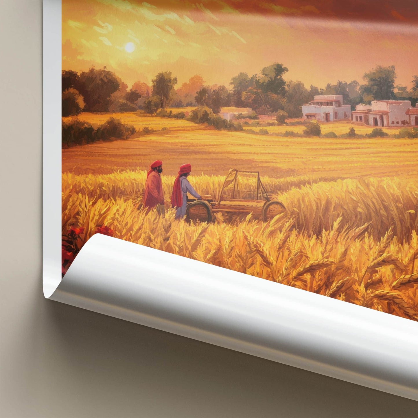 Punjab Poster - India Wall Art - Punjab Farmers Golden Wheat Home Decor