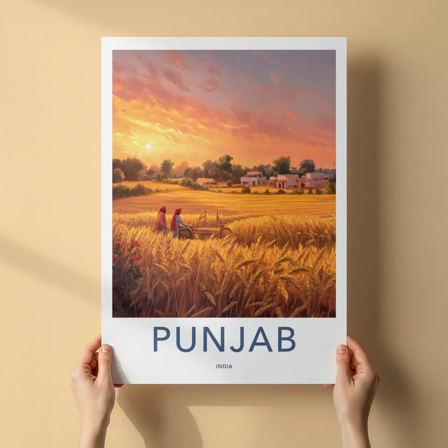 Punjab Poster - India Wall Art - Punjab Farmers Golden Wheat Home Decor