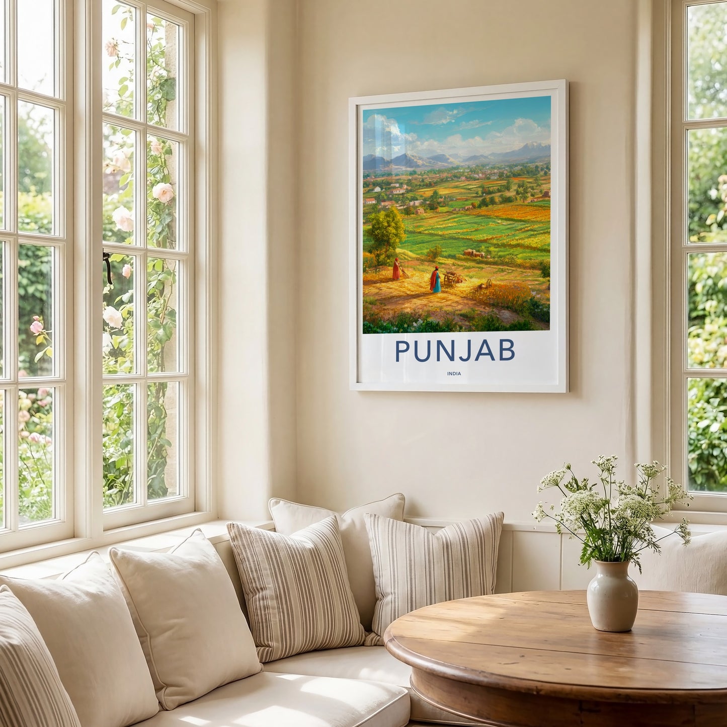 Punjab Poster - India Wall Art - Punjab Rural Farming Scene Home Decor