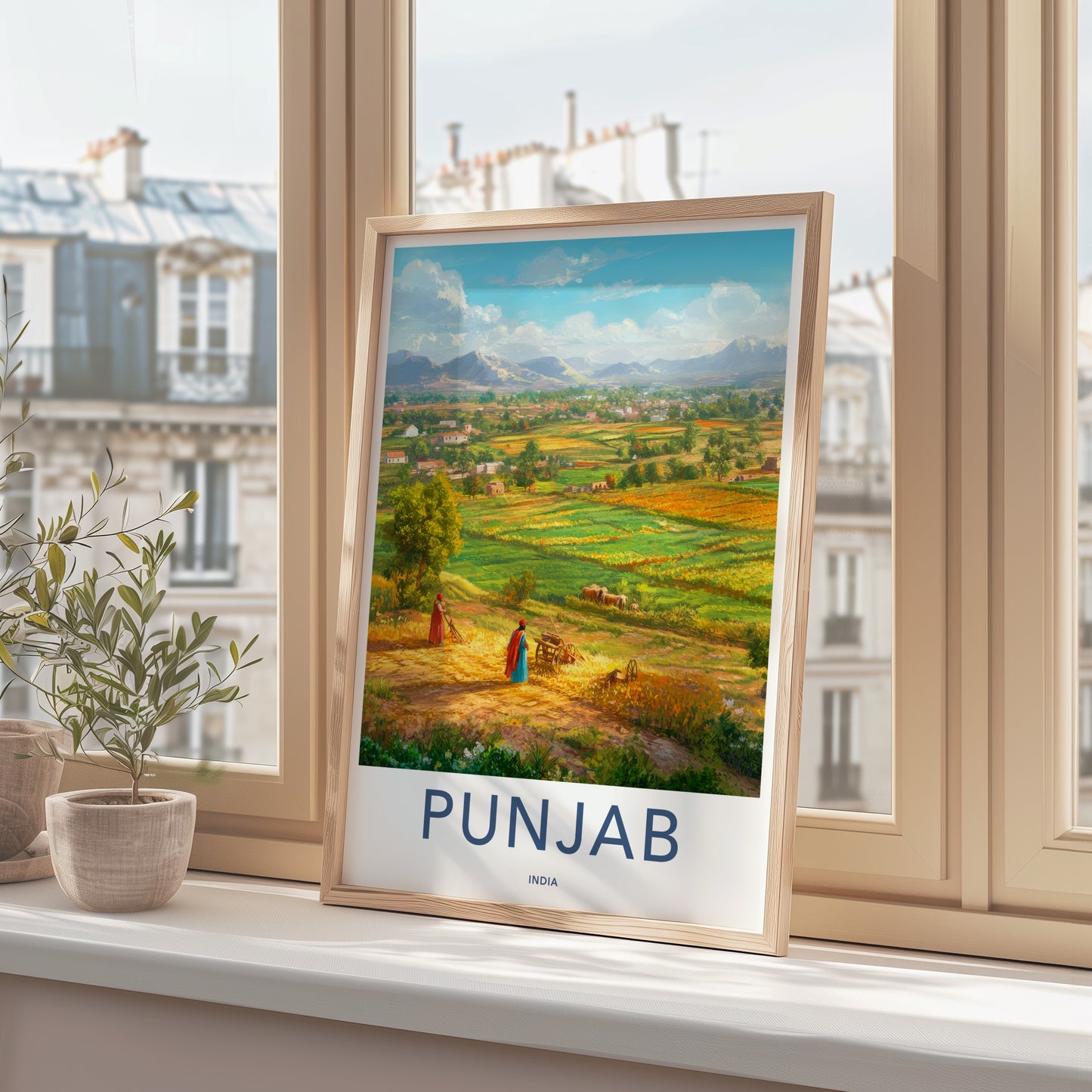 Punjab Poster - India Wall Art - Punjab Rural Farming Scene Home Decor