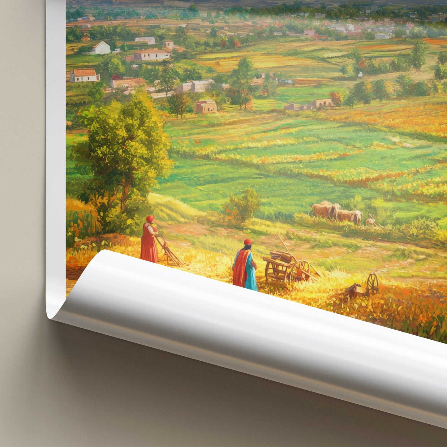 Punjab Poster - India Wall Art - Punjab Rural Farming Scene Home Decor