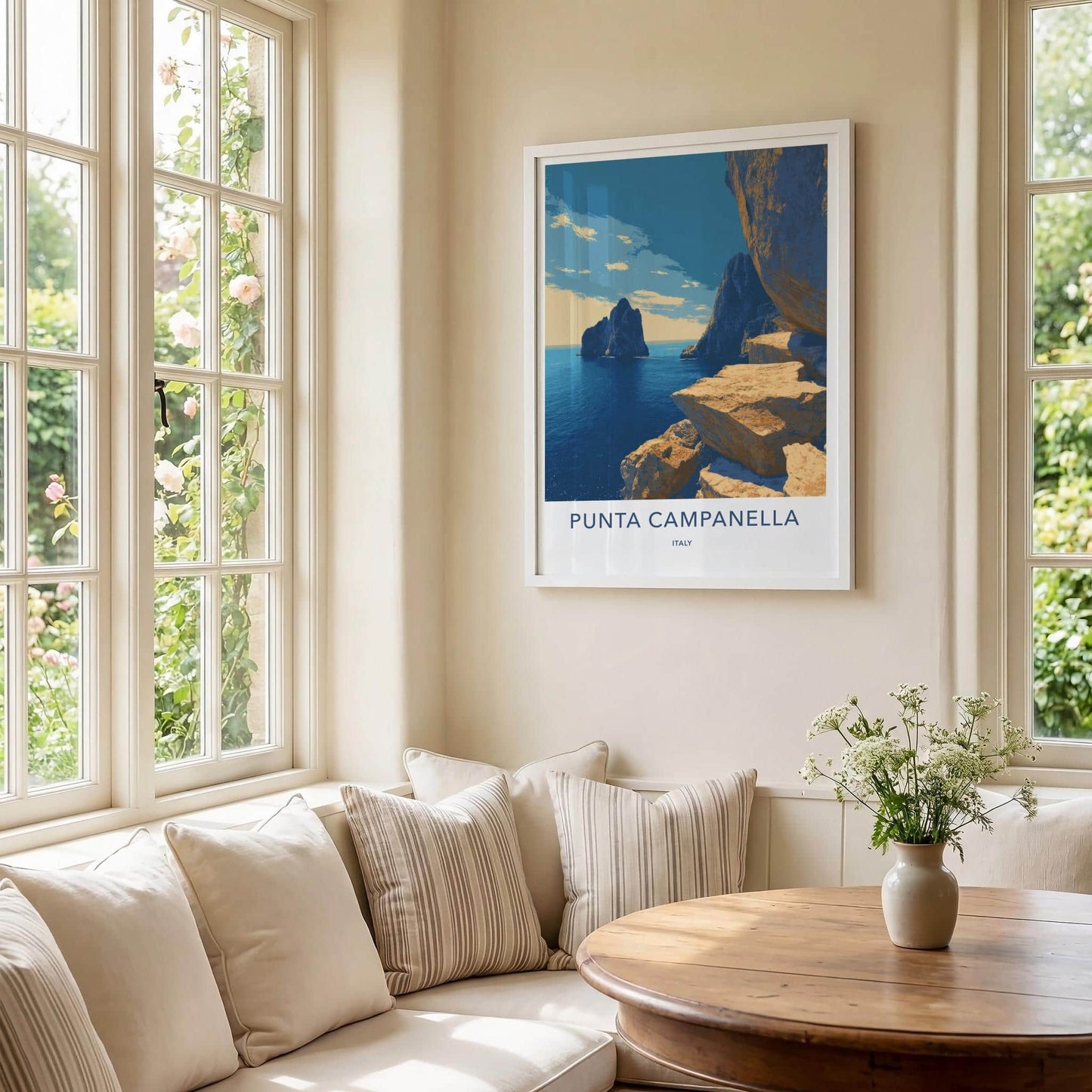Punta Campanella Poster - Italy Travel Art - Dramatic Sea Cliffs Home Decor