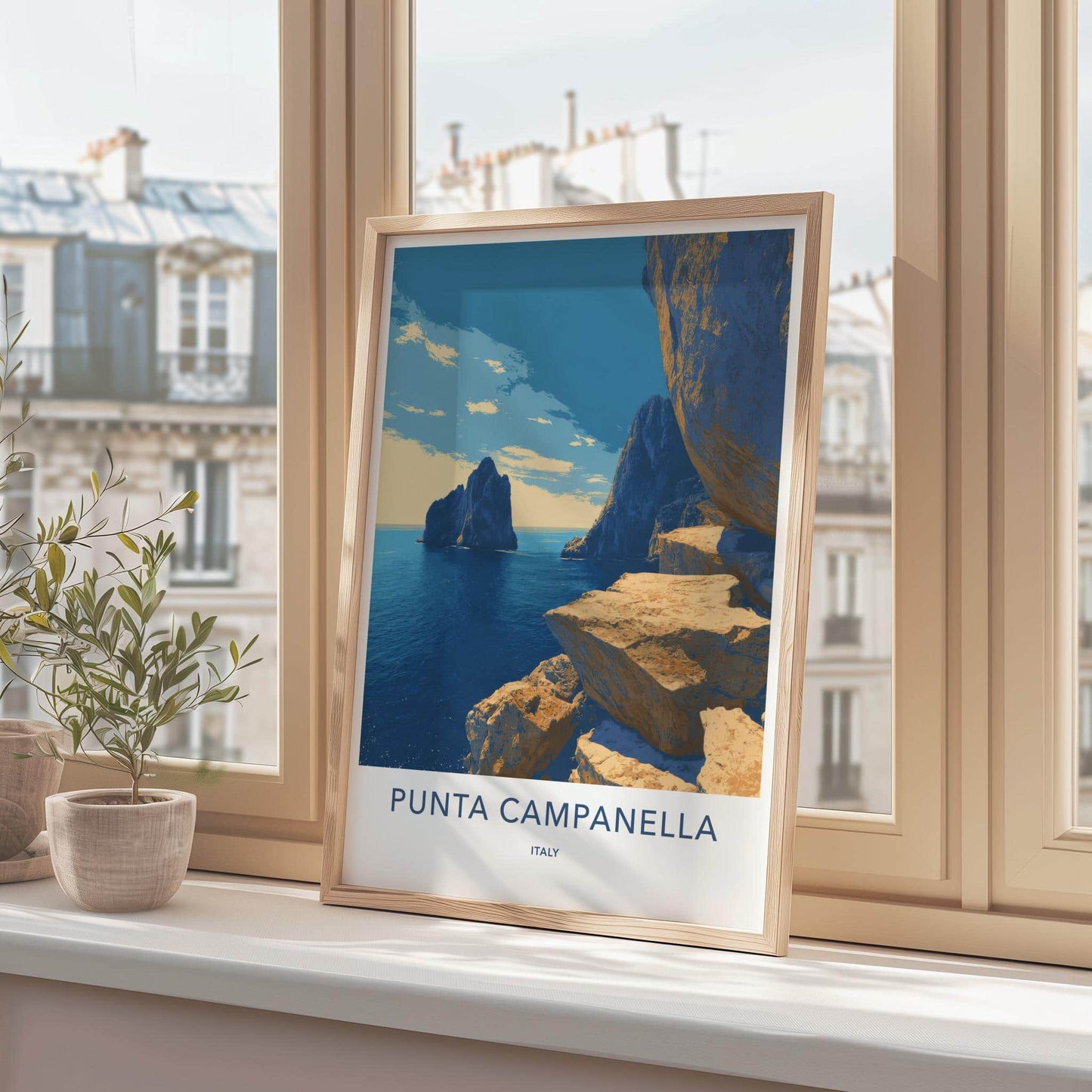 Punta Campanella Poster - Italy Travel Art - Dramatic Sea Cliffs Home Decor