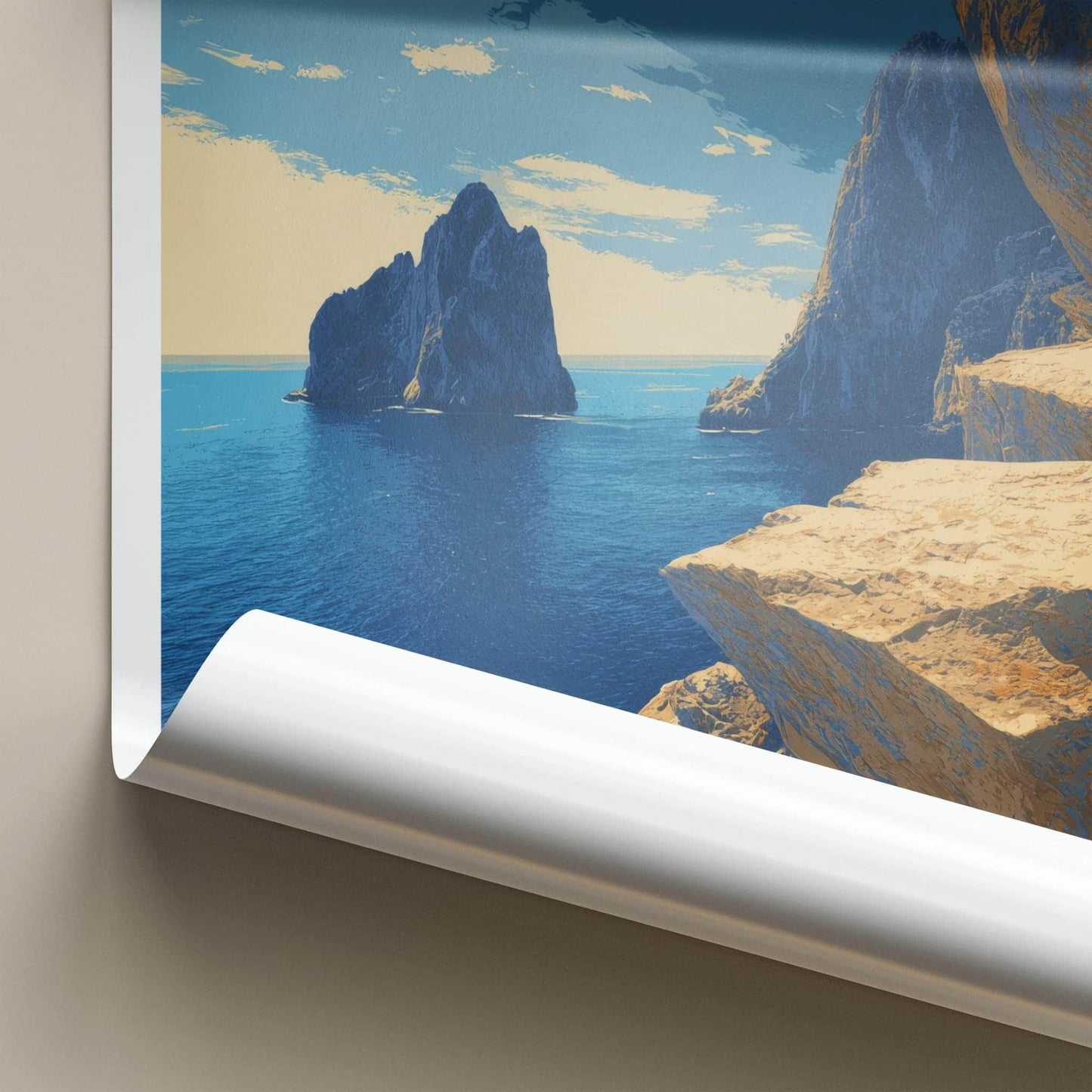 Punta Campanella Poster - Italy Travel Art - Dramatic Sea Cliffs Home Decor