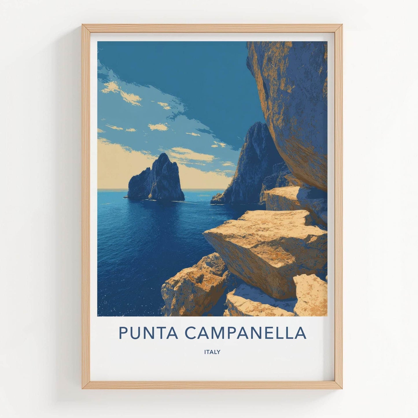 Punta Campanella Poster - Italy Travel Art - Dramatic Sea Cliffs Home Decor
