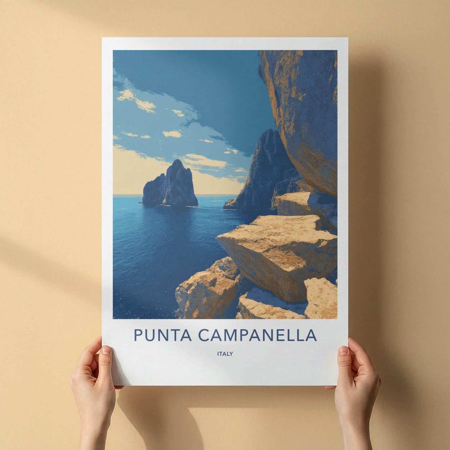 Punta Campanella Poster - Italy Travel Art - Dramatic Sea Cliffs Home Decor