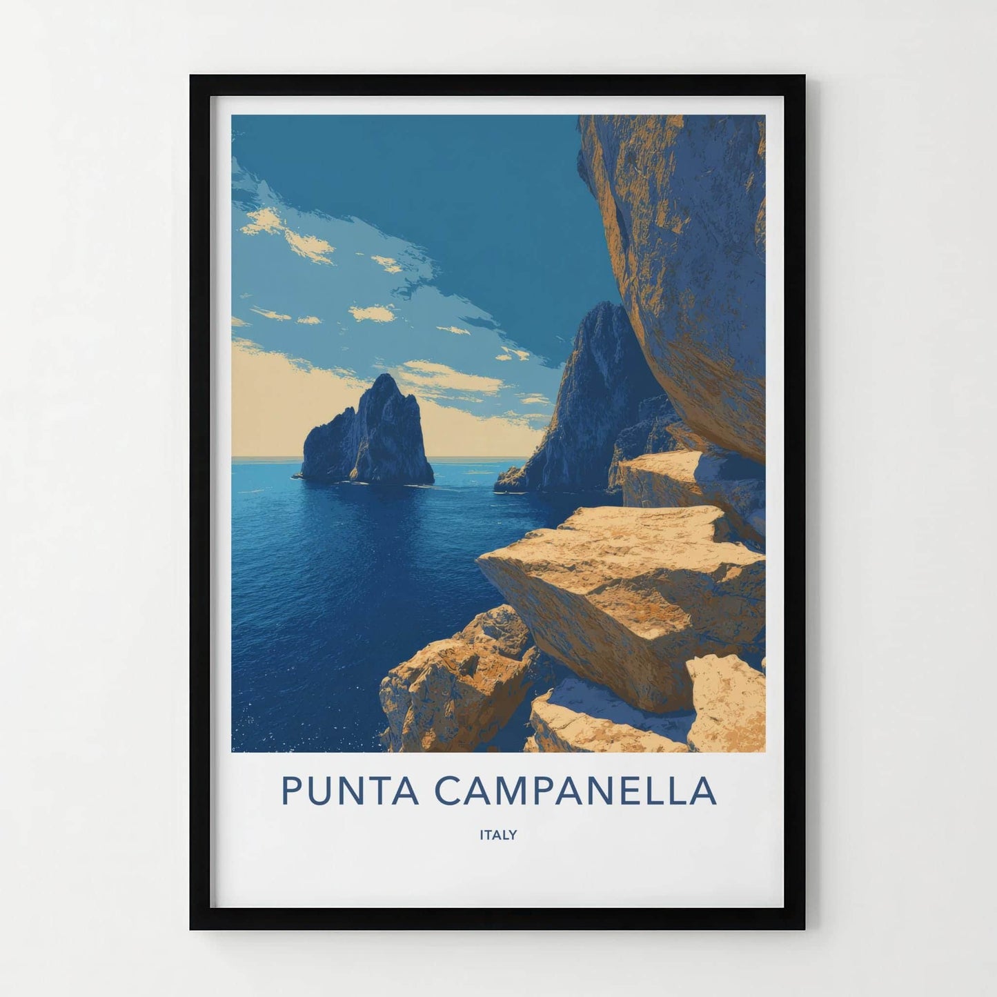 Punta Campanella Poster - Italy Travel Art - Dramatic Sea Cliffs Home Decor