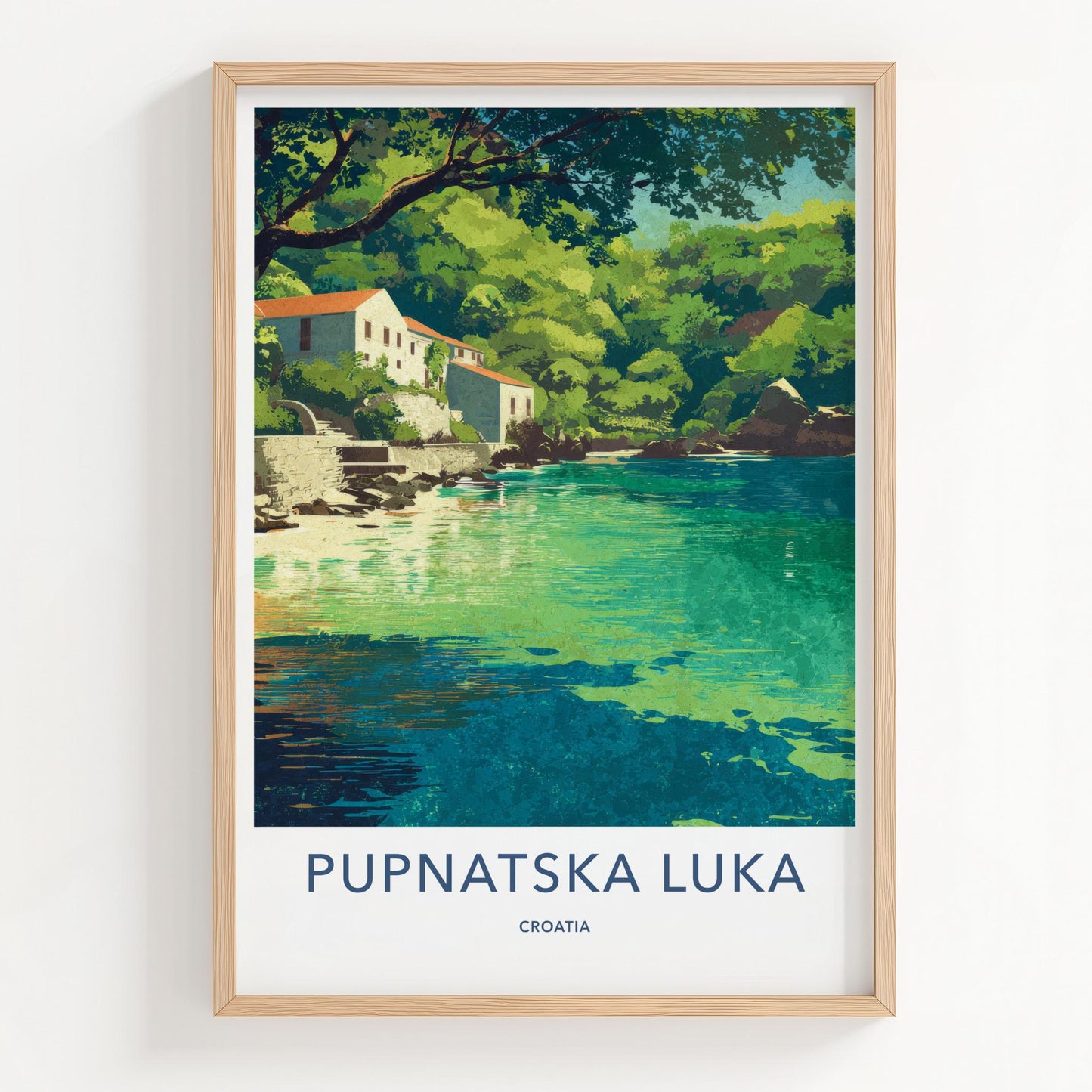 Pupnatska Luka Poster - Croatia Travel Art - Green Lush Coast Home Decor