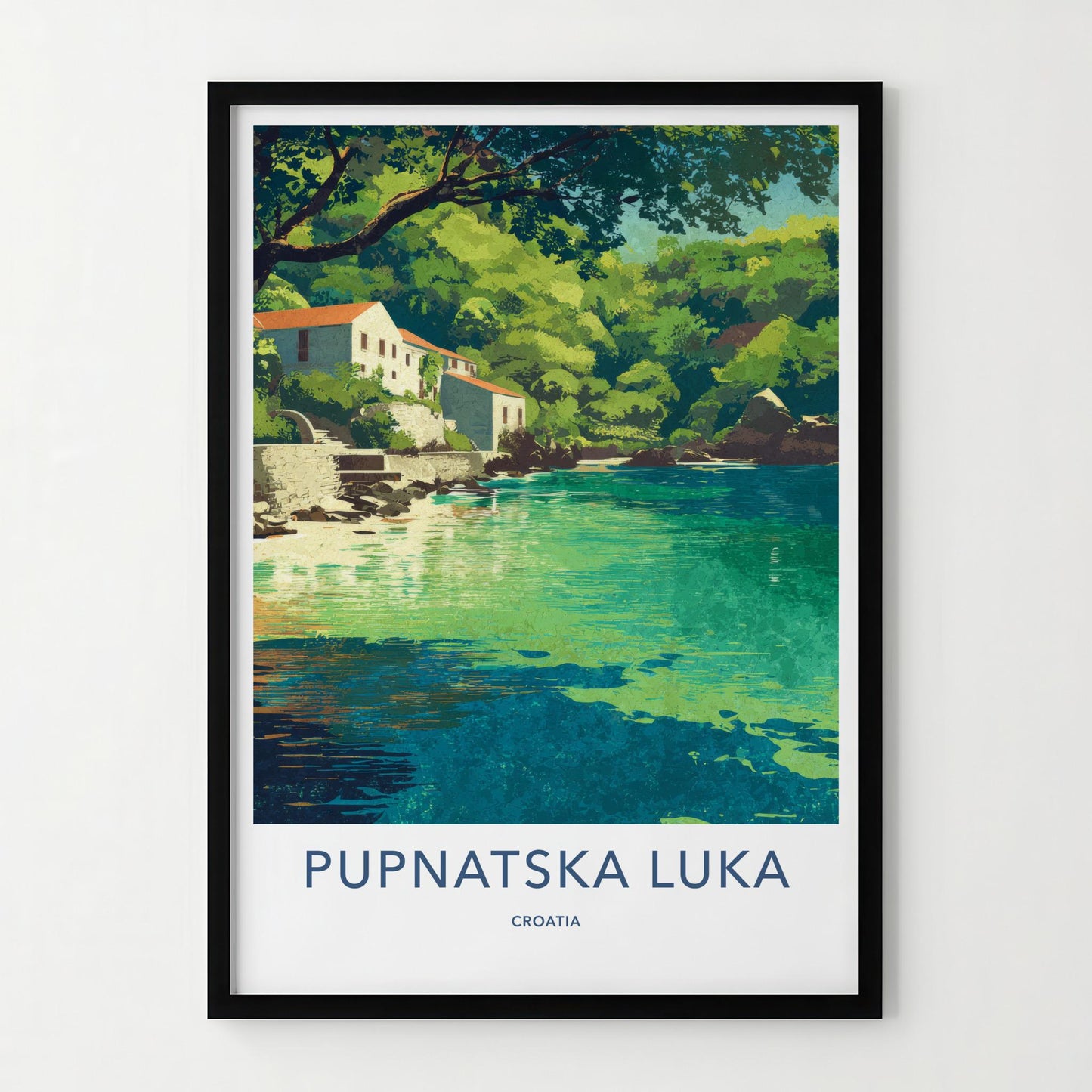 Pupnatska Luka Poster - Croatia Travel Art - Green Lush Coast Home Decor