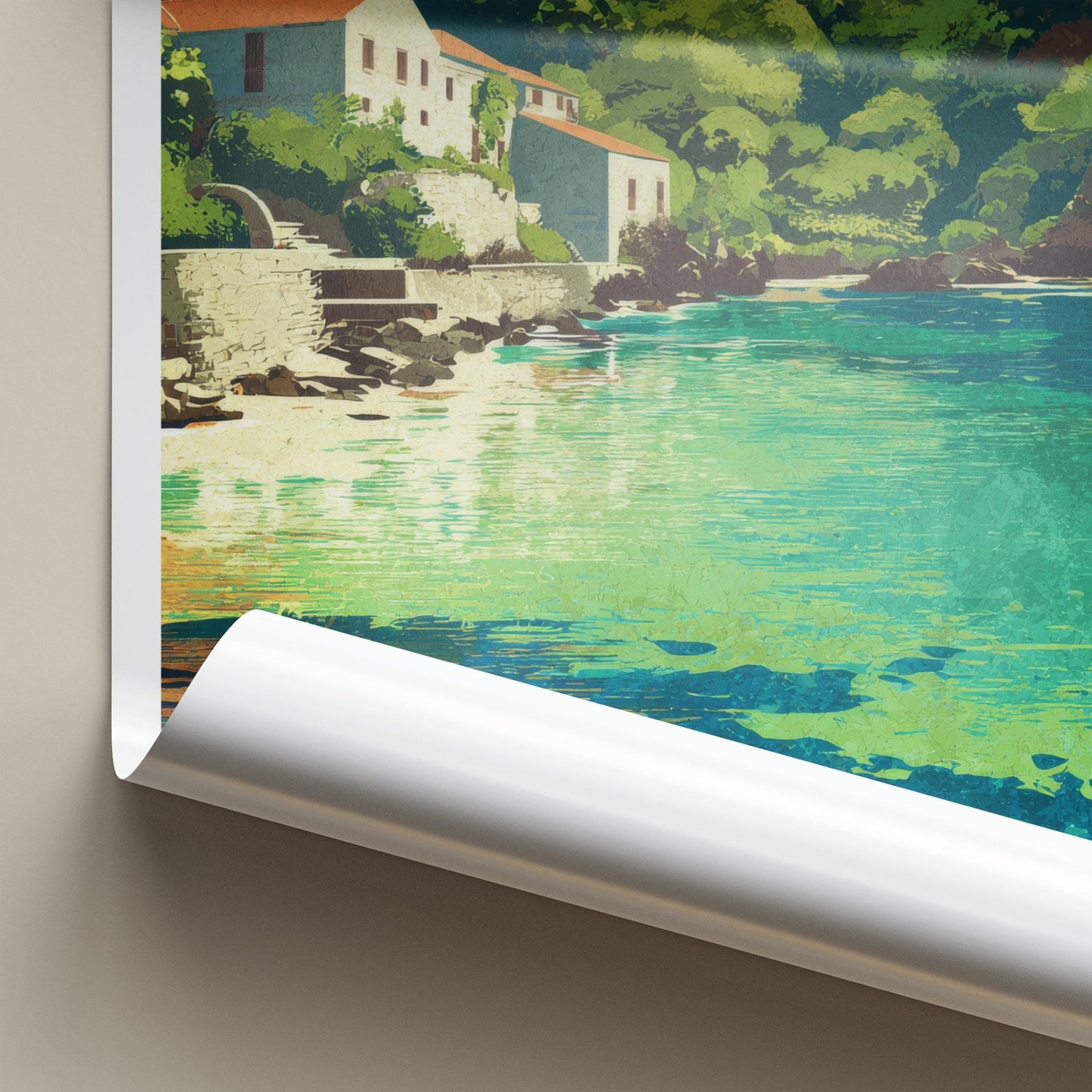 Pupnatska Luka Poster - Croatia Travel Art - Green Lush Coast Home Decor
