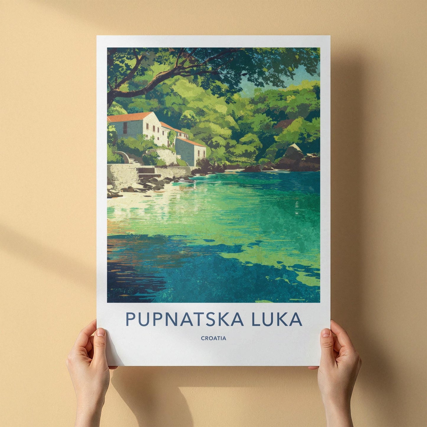 Pupnatska Luka Poster - Croatia Travel Art - Green Lush Coast Home Decor