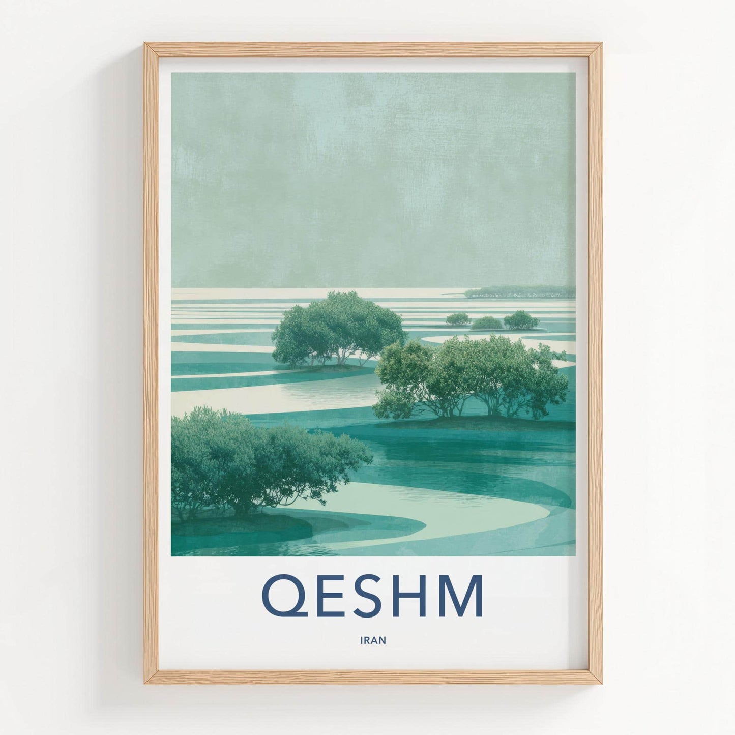 Qeshm Poster - Iran Travel Art - Green Mangrove Inlet Home Decor