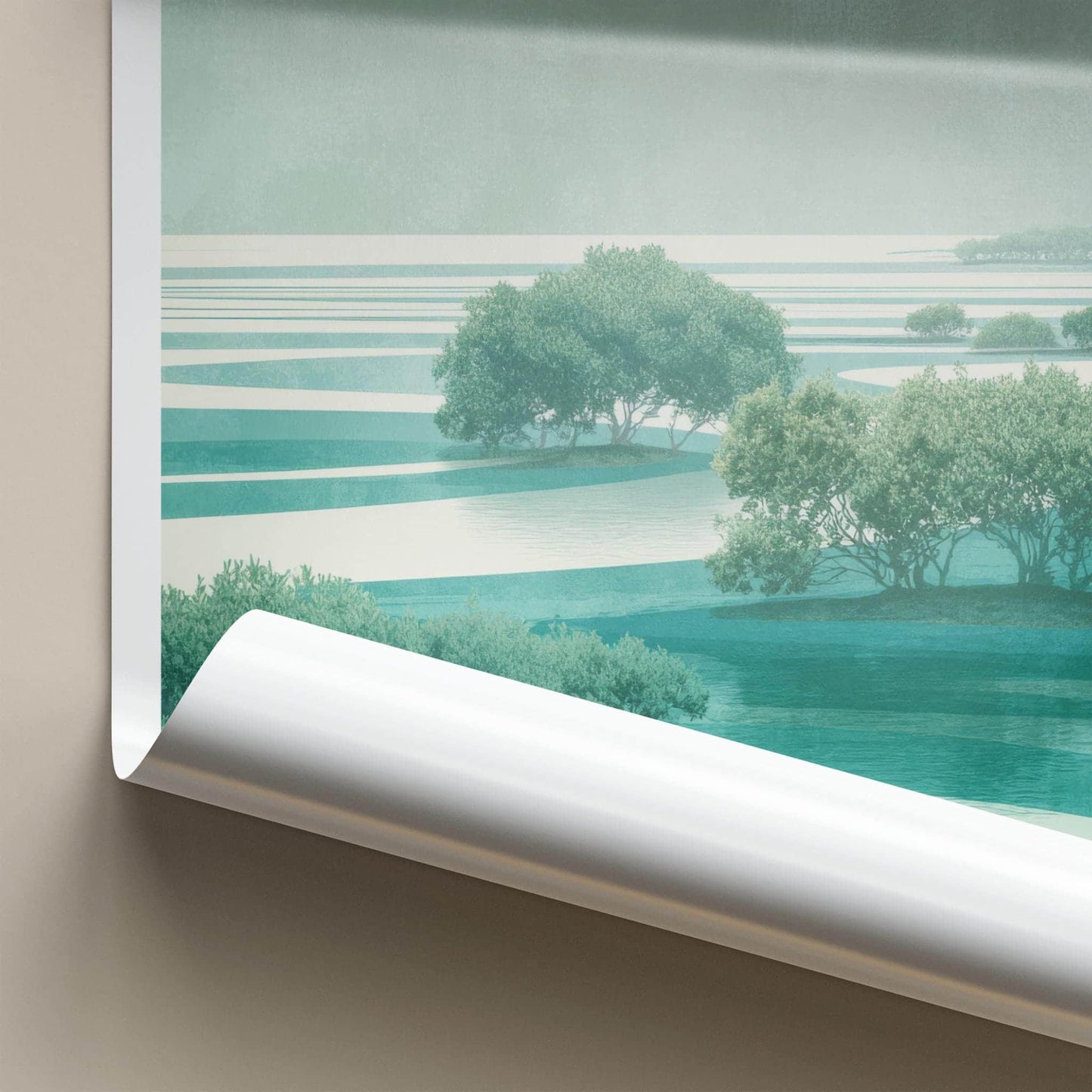 Qeshm Poster - Iran Travel Art - Green Mangrove Inlet Home Decor