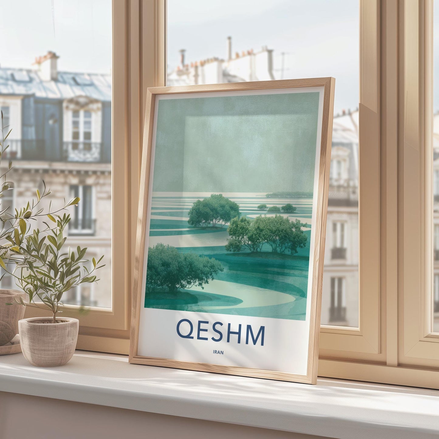 Qeshm Poster - Iran Travel Art - Green Mangrove Inlet Home Decor