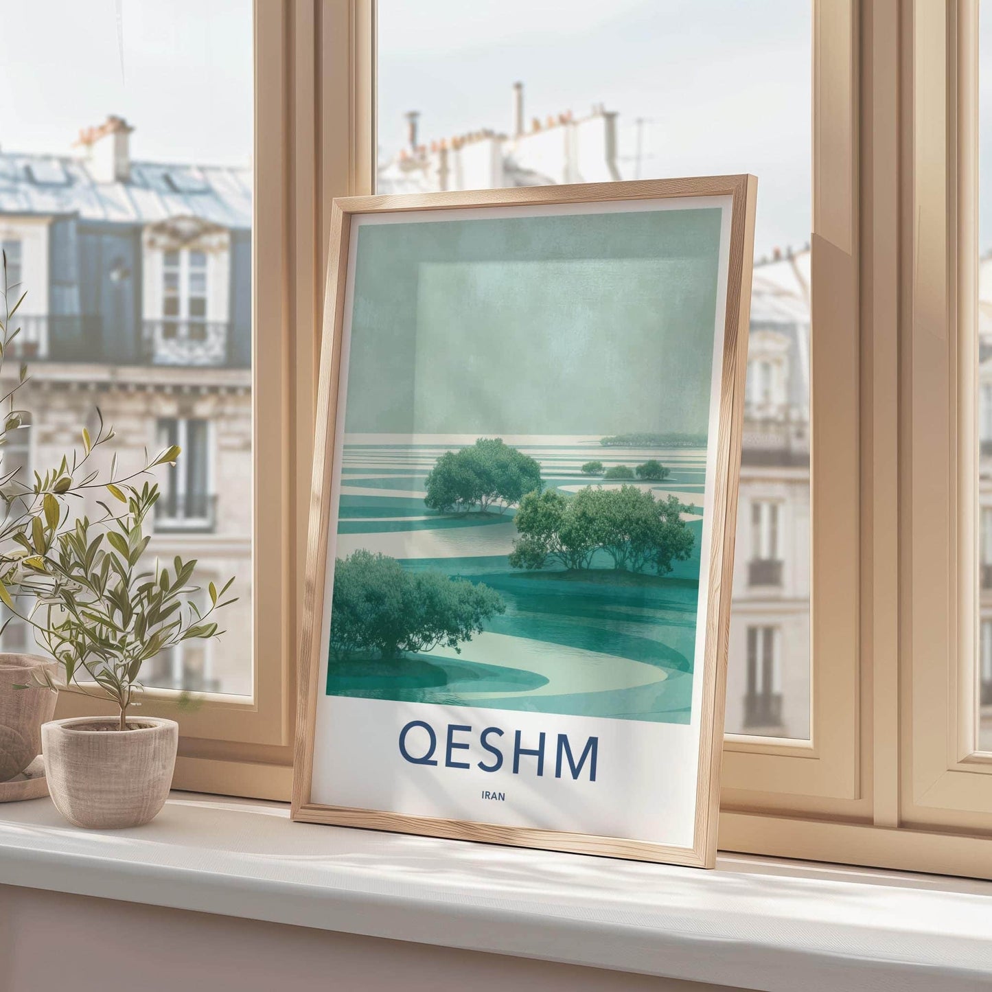 Qeshm Poster - Iran Travel Art - Green Mangrove Inlet Home Decor