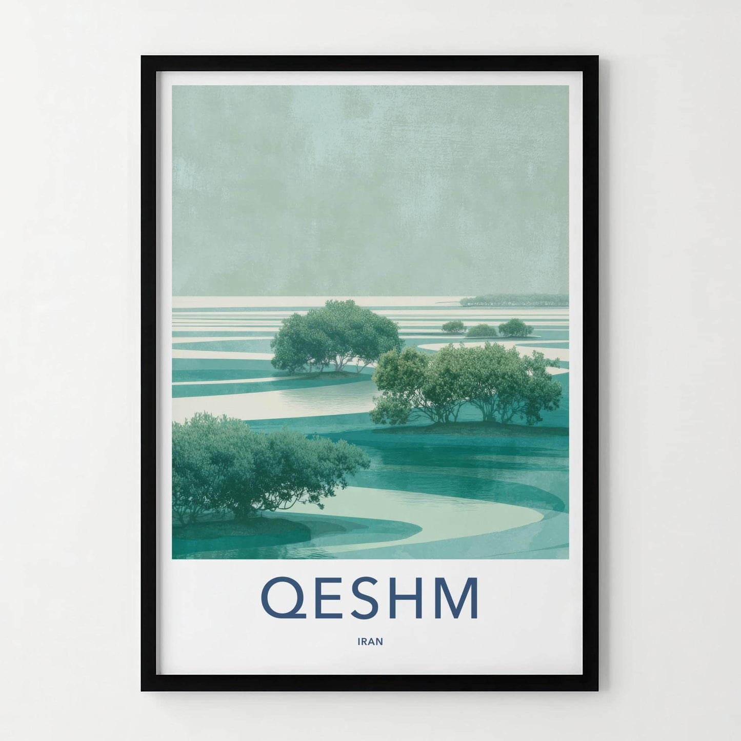 Qeshm Poster - Iran Travel Art - Green Mangrove Inlet Home Decor