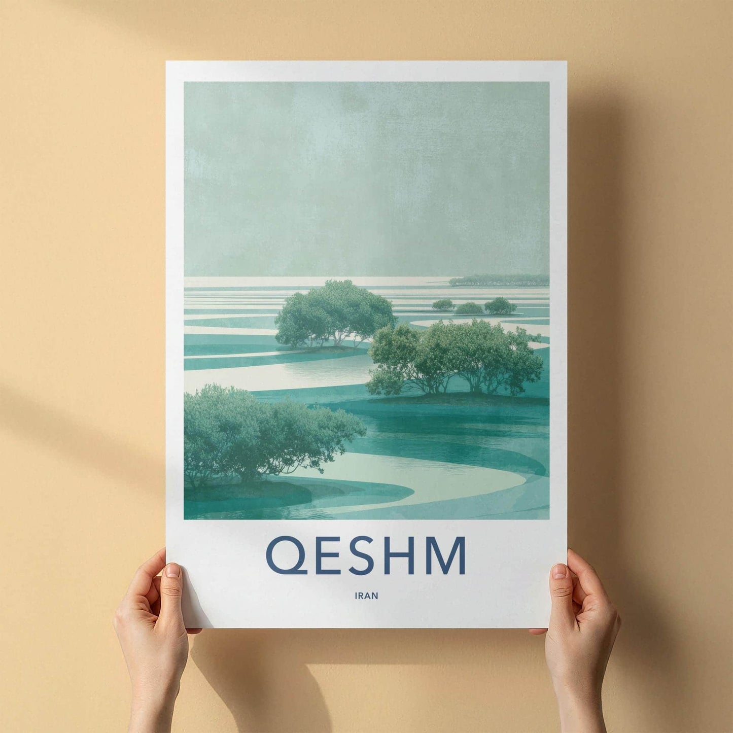 Qeshm Poster - Iran Travel Art - Green Mangrove Inlet Home Decor