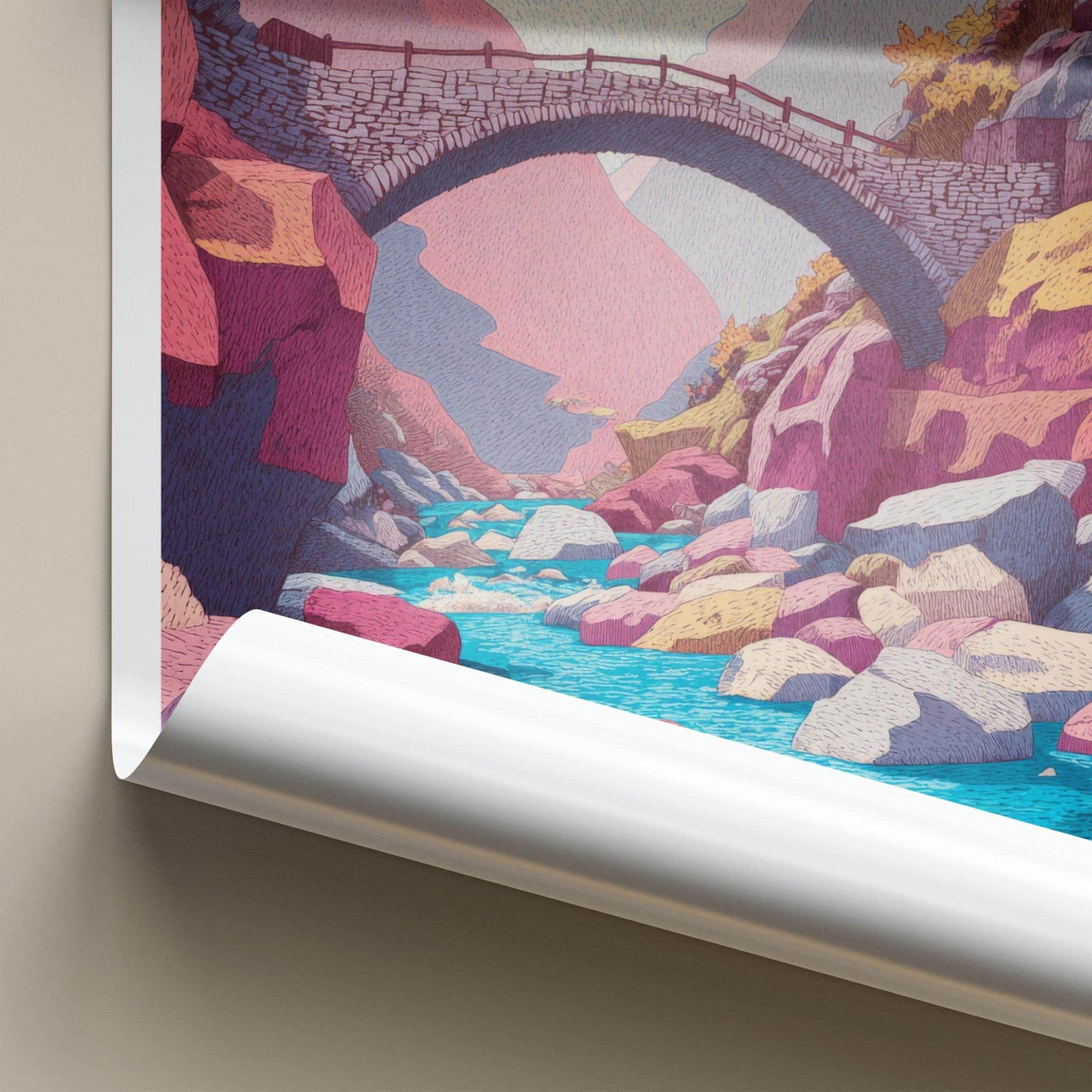Qeswachaka Poster - Peru Travel Art - Ancient Stone Bridge Home Decor