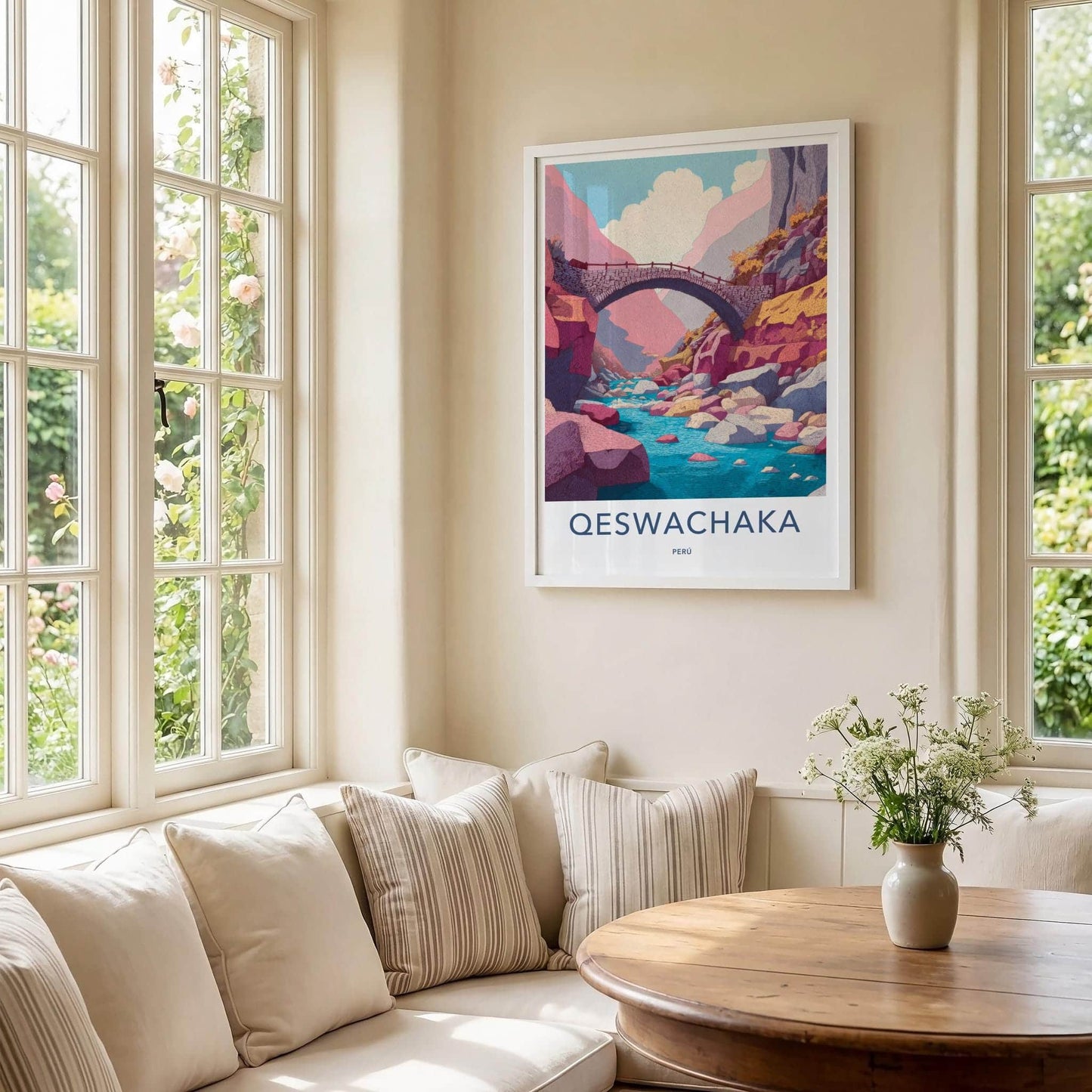Qeswachaka Poster - Peru Travel Art - Ancient Stone Bridge Home Decor