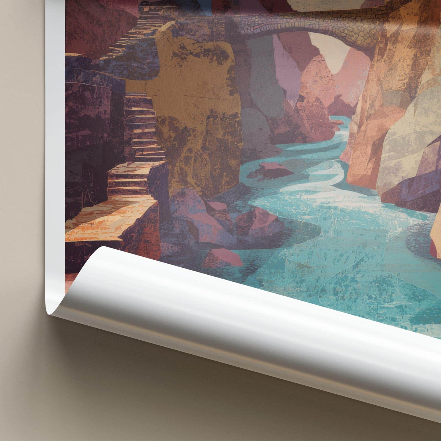 Qeswachaka Poster - Peru Travel Art - Stone Bridge Canyon Home Decor