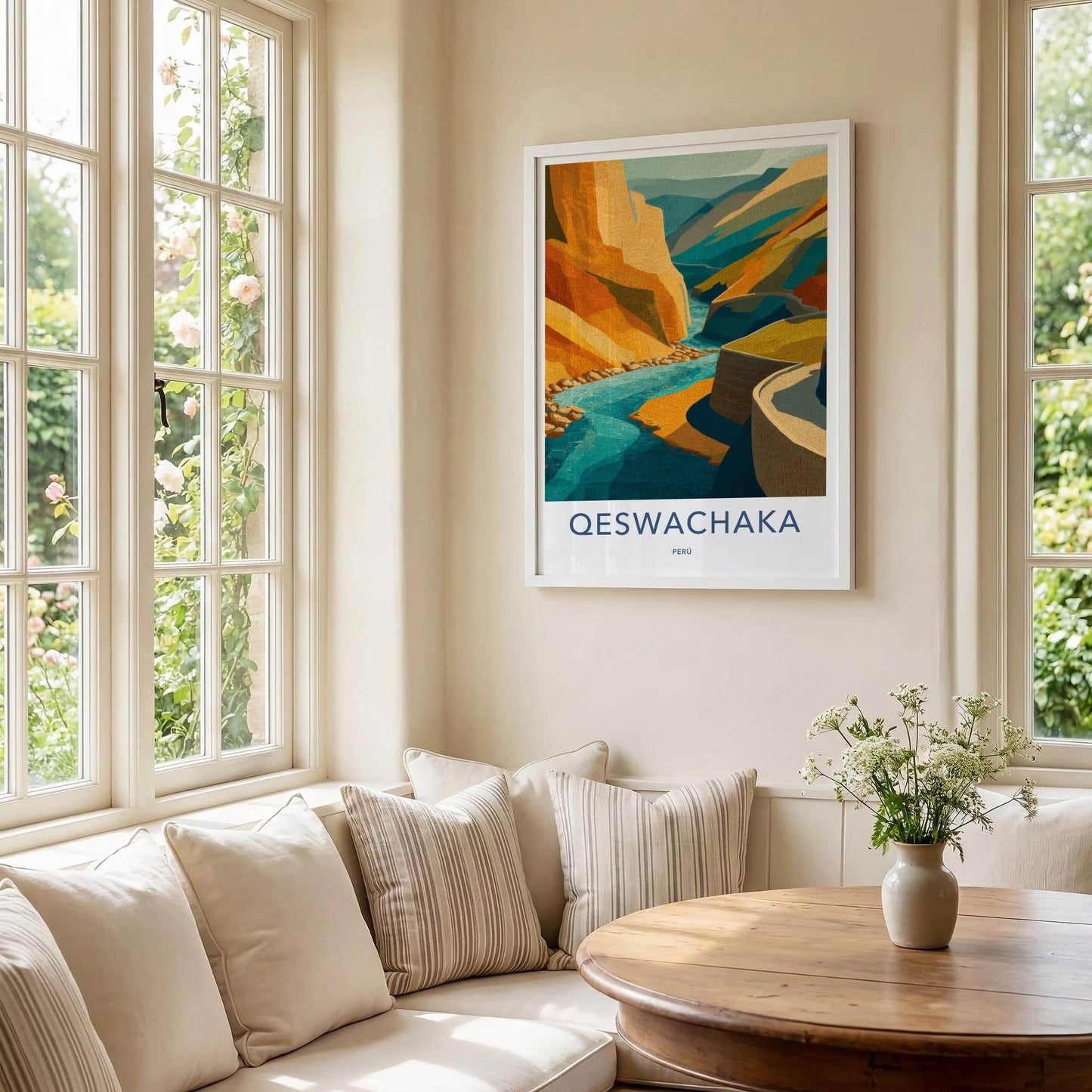 Qeswachaka Poster - Peru Travel Art - Textured River Valley Home Decor