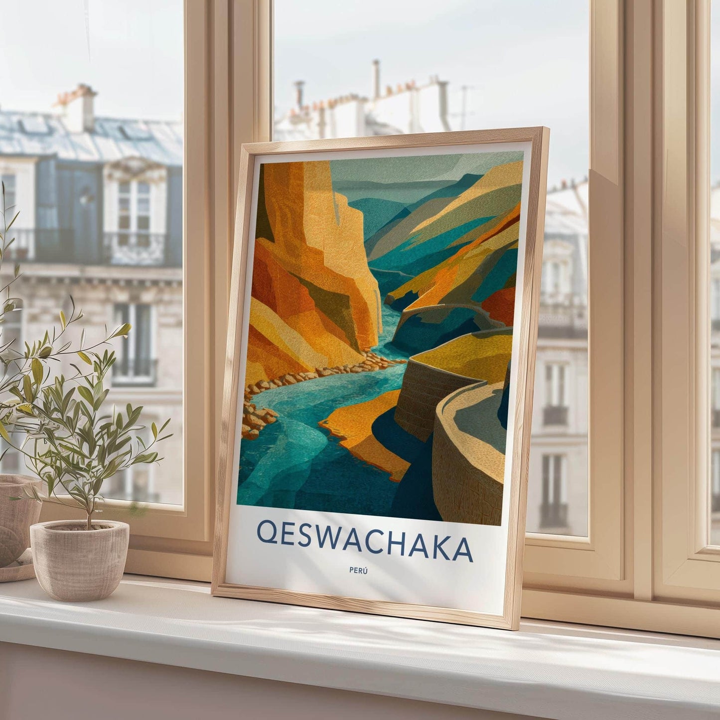 Qeswachaka Poster - Peru Travel Art - Textured River Valley Home Decor