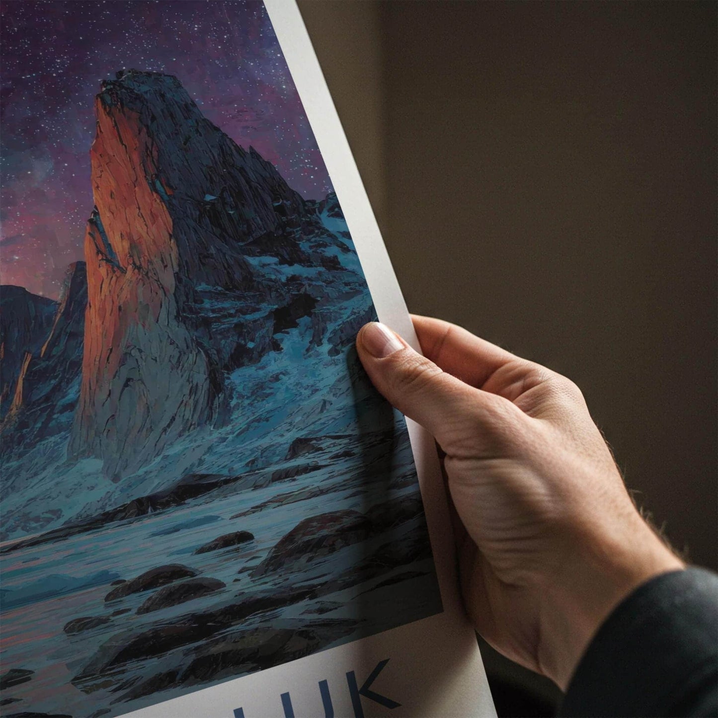 Qikiqtaaluk Poster - Canada Travel Art - Vibrant Aurora Peaks Home Decor
