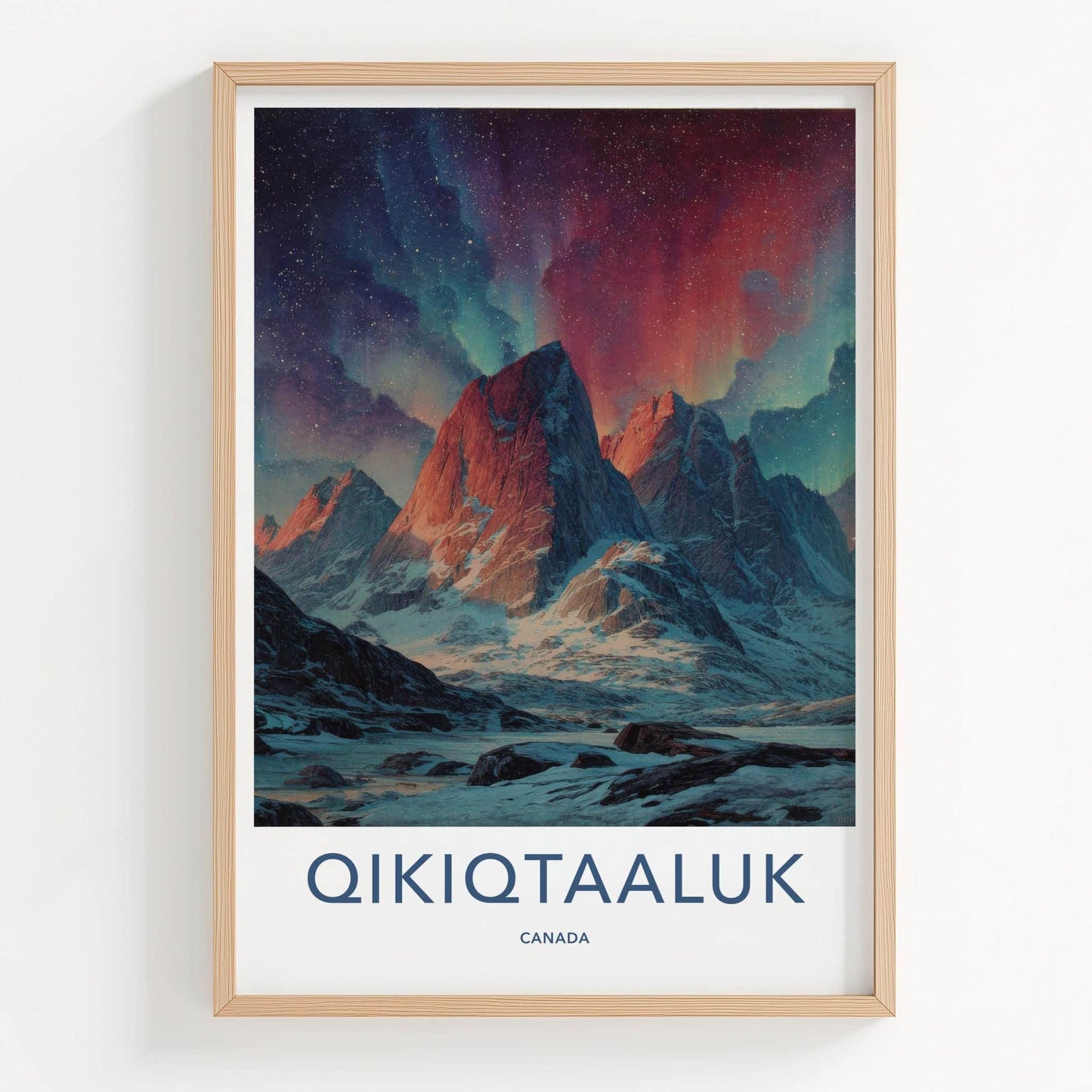 Qikiqtaaluk Poster - Canada Travel Art - Vibrant Sky Mountains Home Decor
