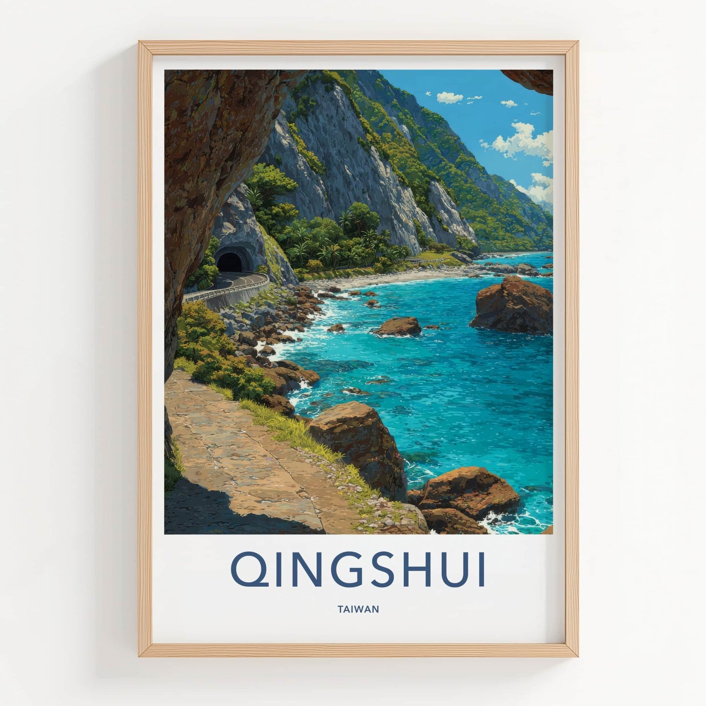 Qingshui Poster - Taiwan Coastal Tunnel Road Art Print Home Decor