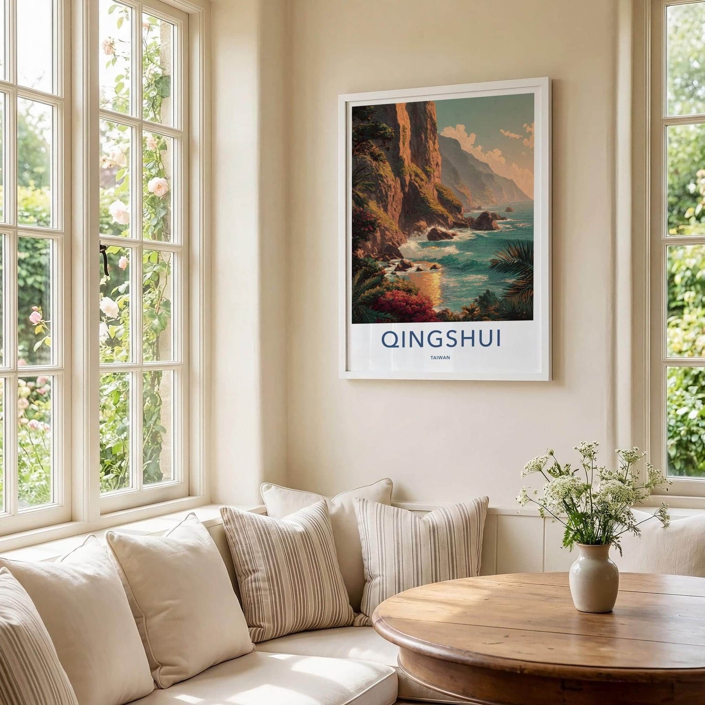 Qingshui Poster - Taiwan Travel Art - Coastal Cliff Waves Home Decor