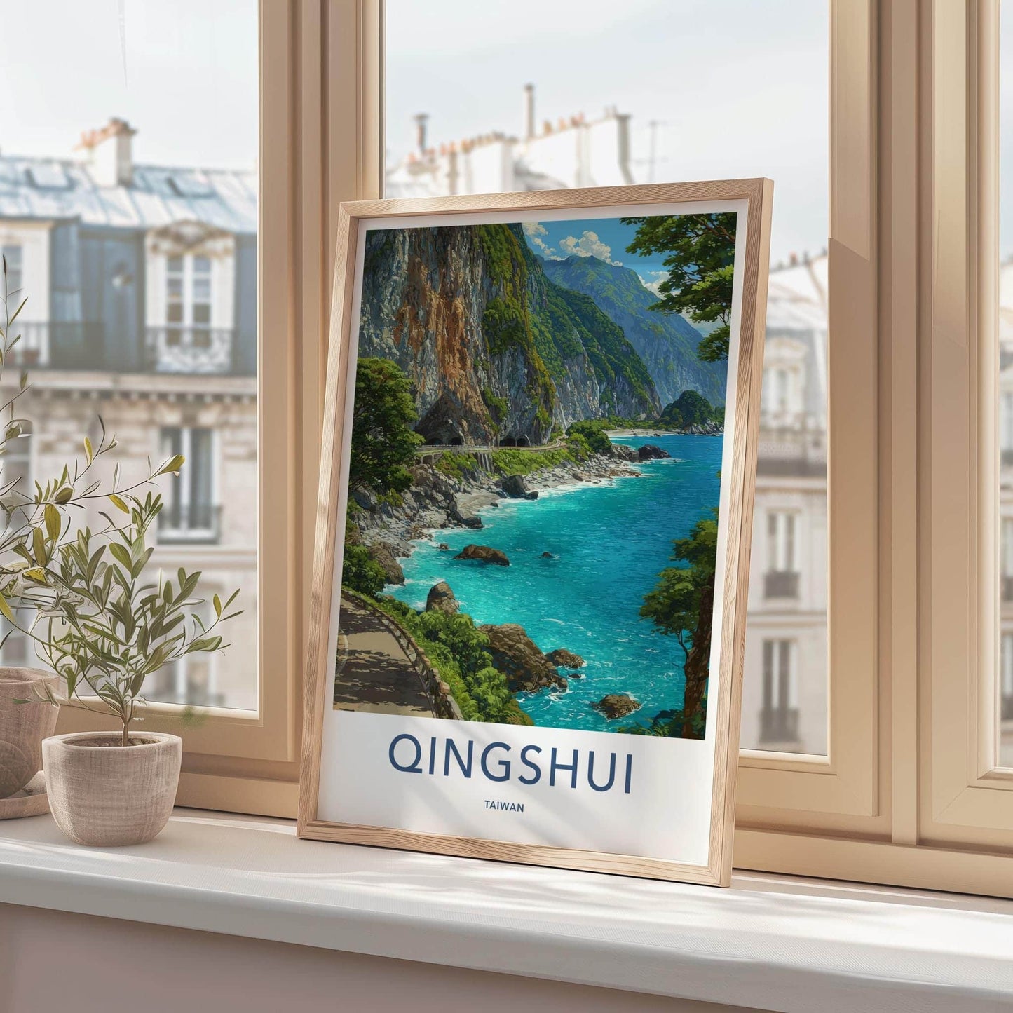 Qingshui Poster - Taiwan Travel Art - Coastal Road Cliffs Home Decor