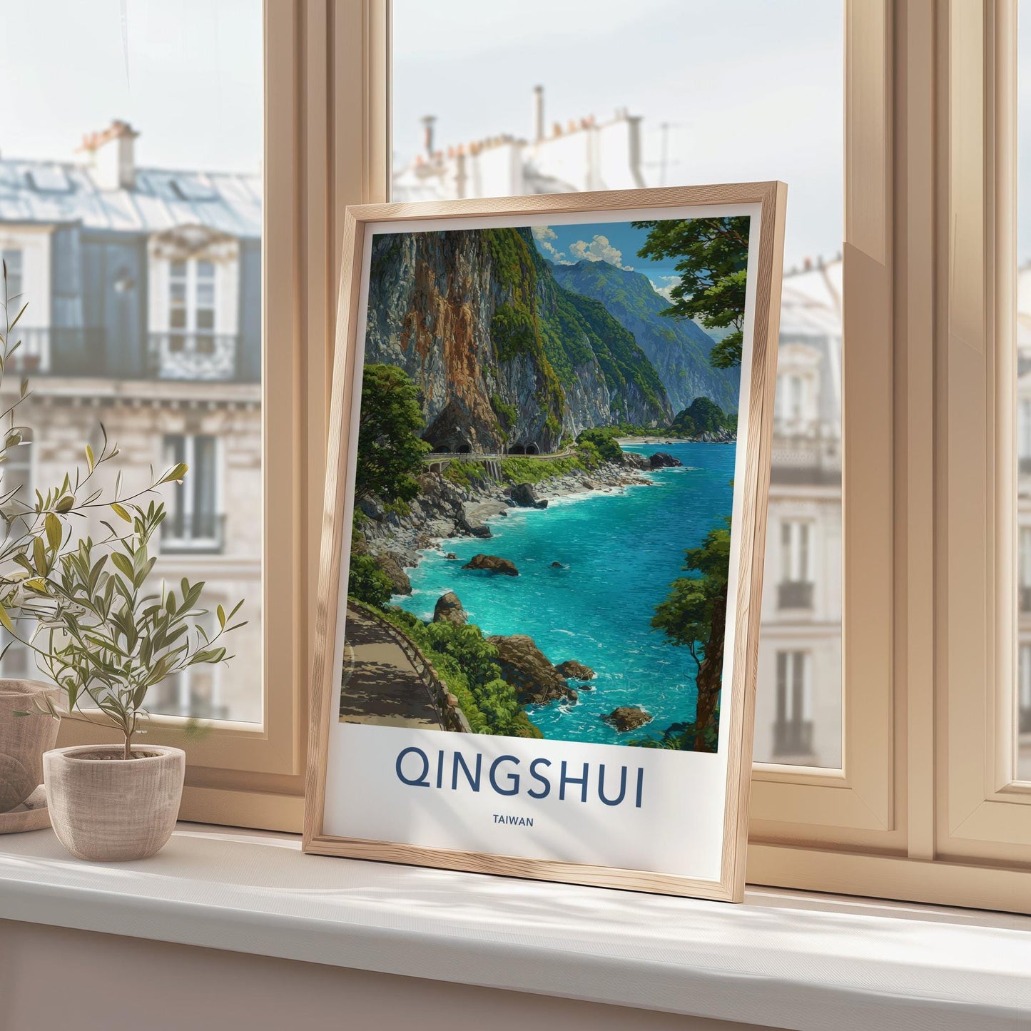 Qingshui Poster - Taiwan Travel Art - Coastal Road Cliffs Home Decor