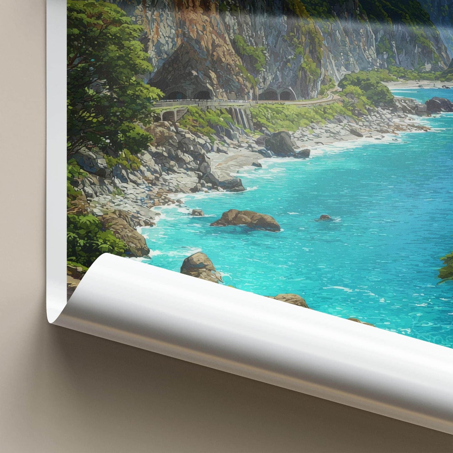 Qingshui Poster - Taiwan Travel Art - Coastal Road Cliffs Home Decor