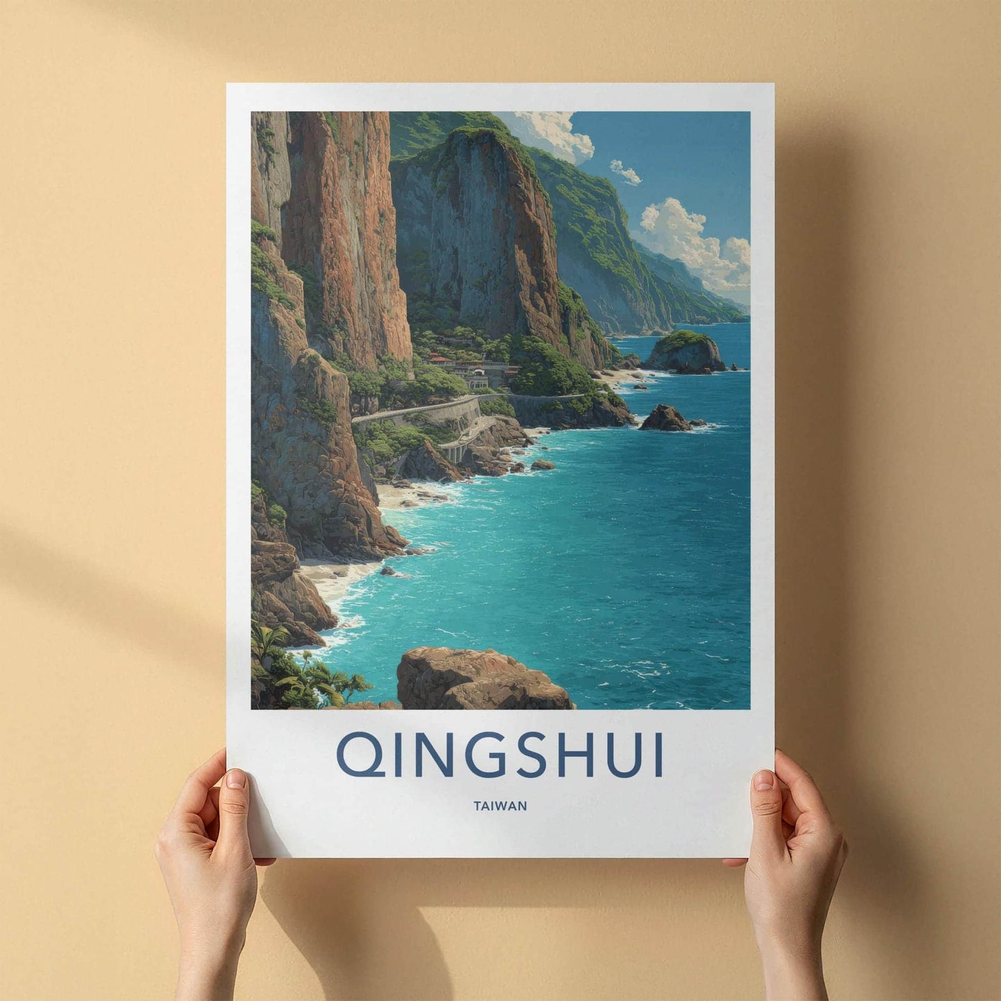 Qingshui Poster - Taiwan Travel Art - Scenic Coastal Road Home Decor